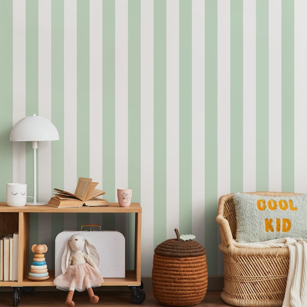 Vertical Stripes Large In Mint Green