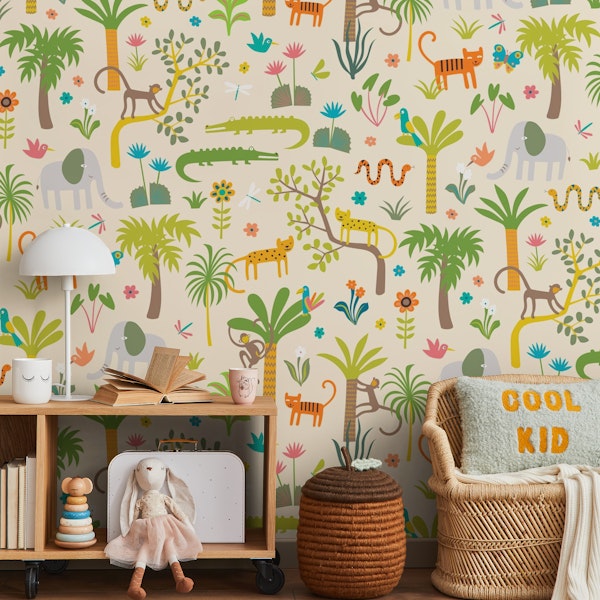 Joyful Jungle - Multi on cream - Large
