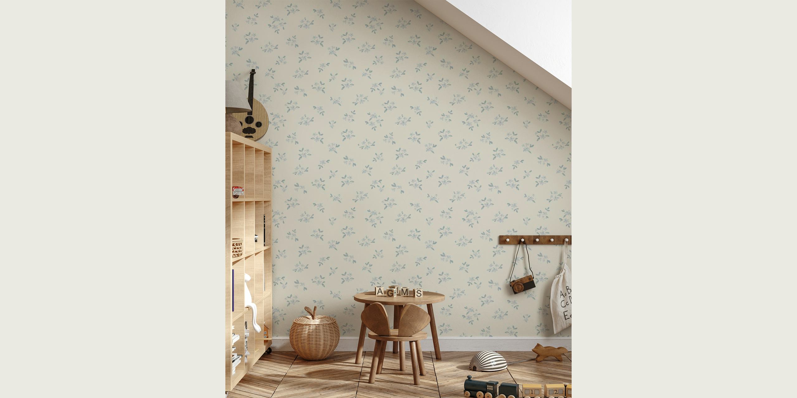 William Soft Floral Misty Blue wallpaper
