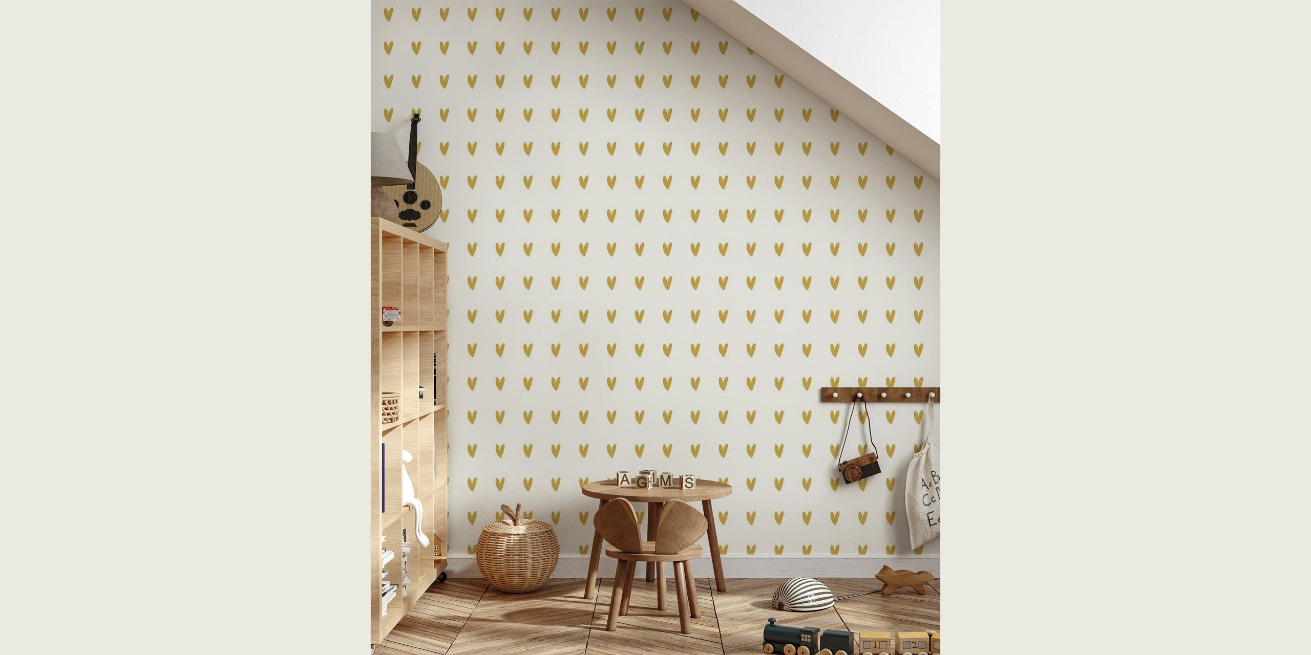 Gold Heart Pattern papel de parede