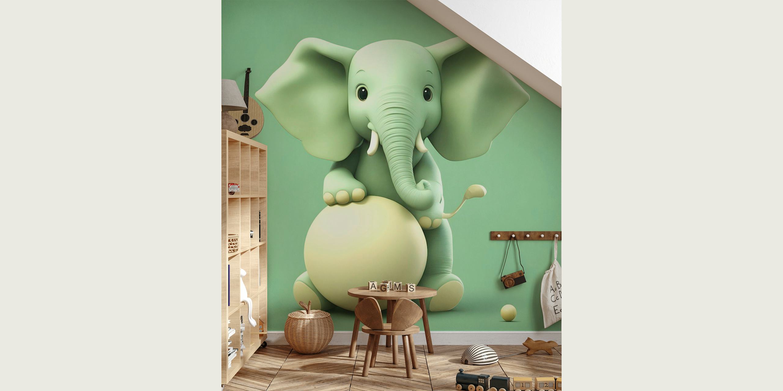 Green Little Elephant tapet