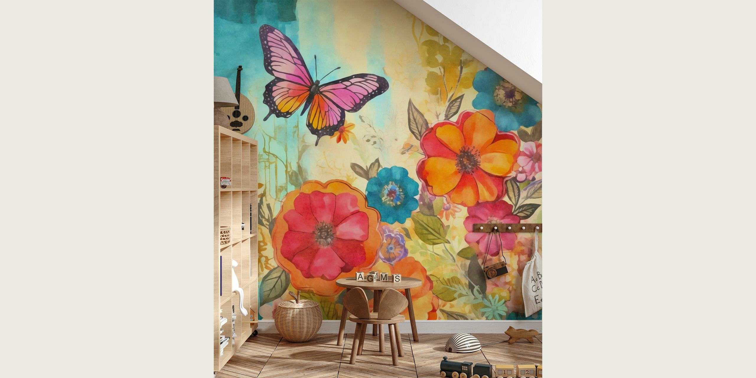 Multicolor Butterfly Flower Garden papel de parede