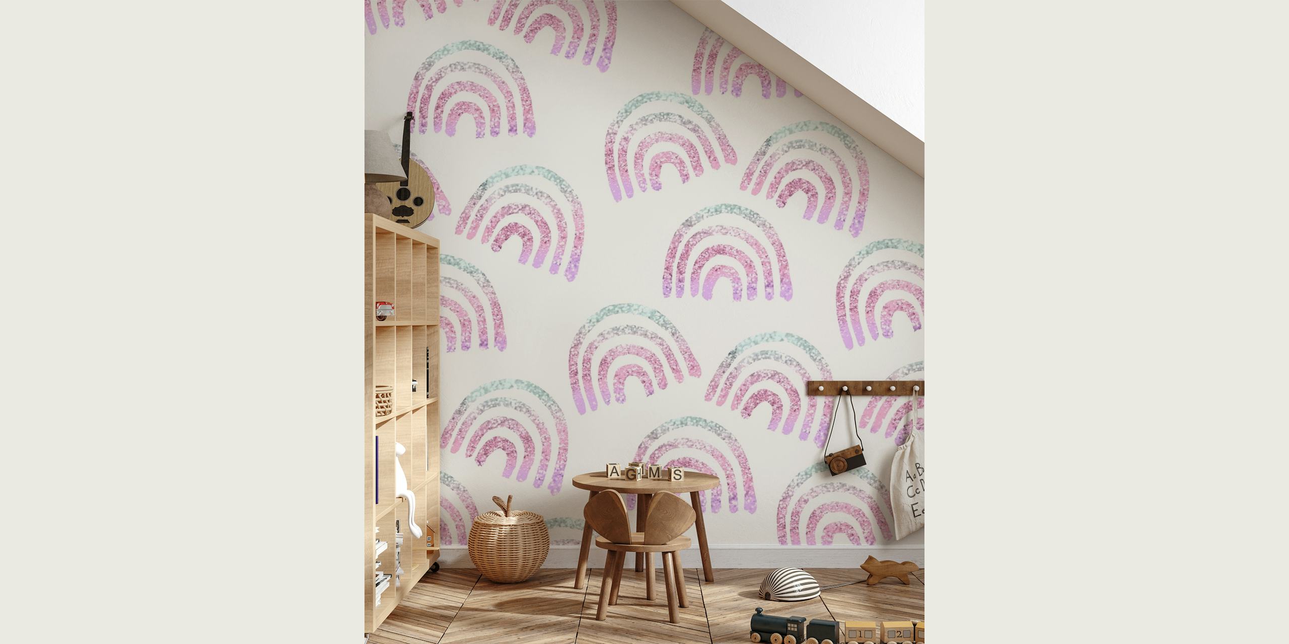 Blush Pink Rainbow Wallpaper - Happywall