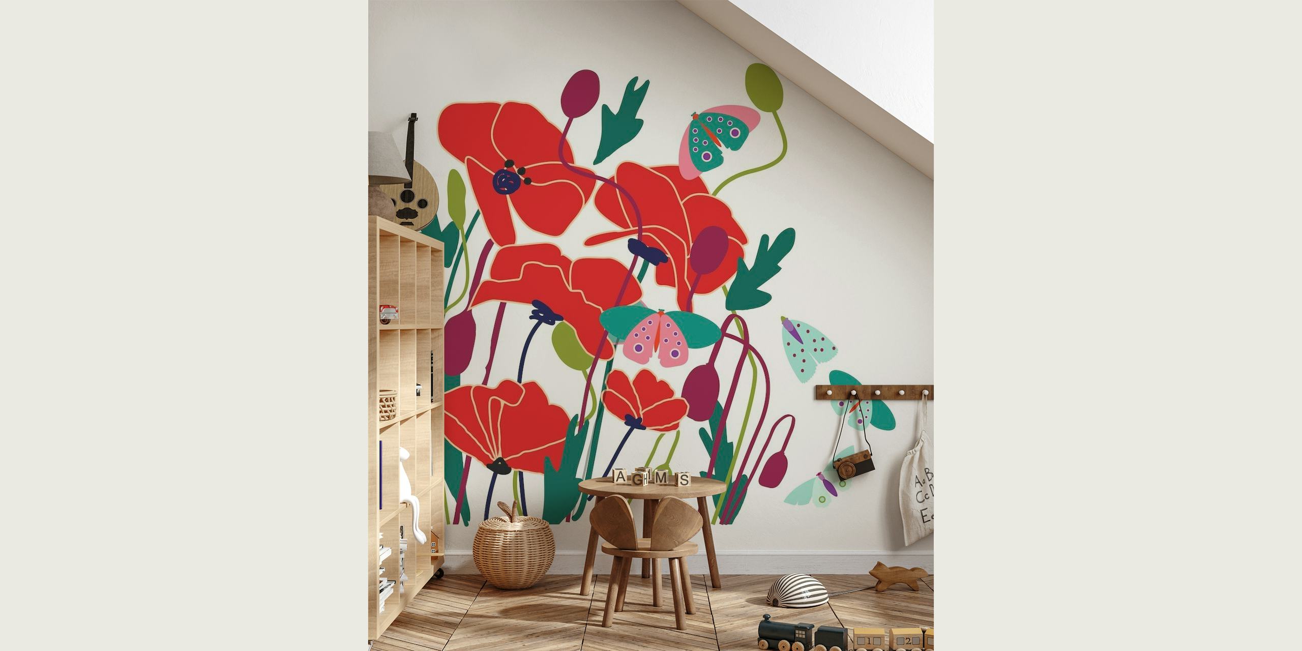 Poppies and Butterflies-Oh My! behang