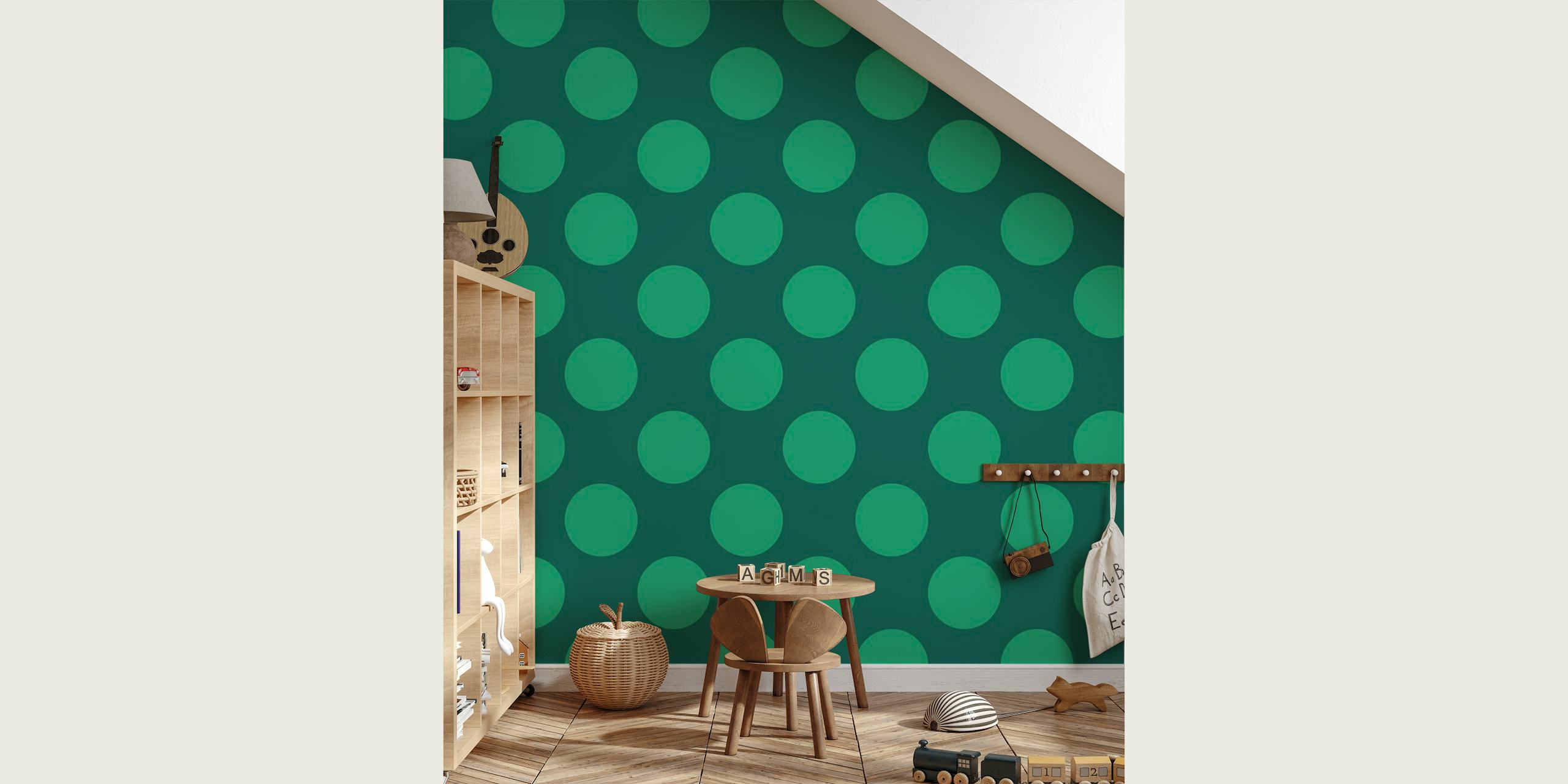 Dark green jade polka dotted design tapete
