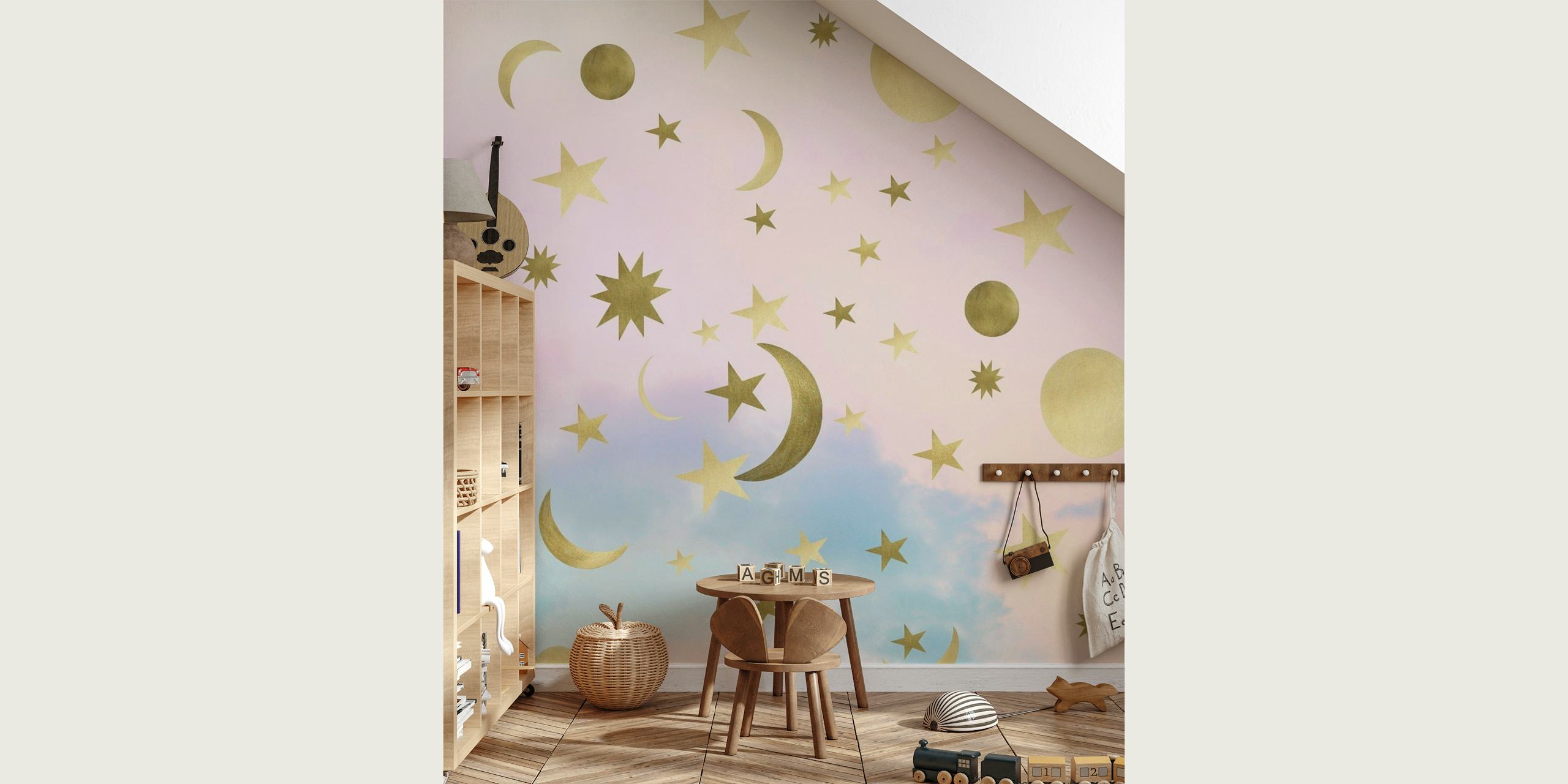 Pastel Starry Sky Moon Dream 1 behang