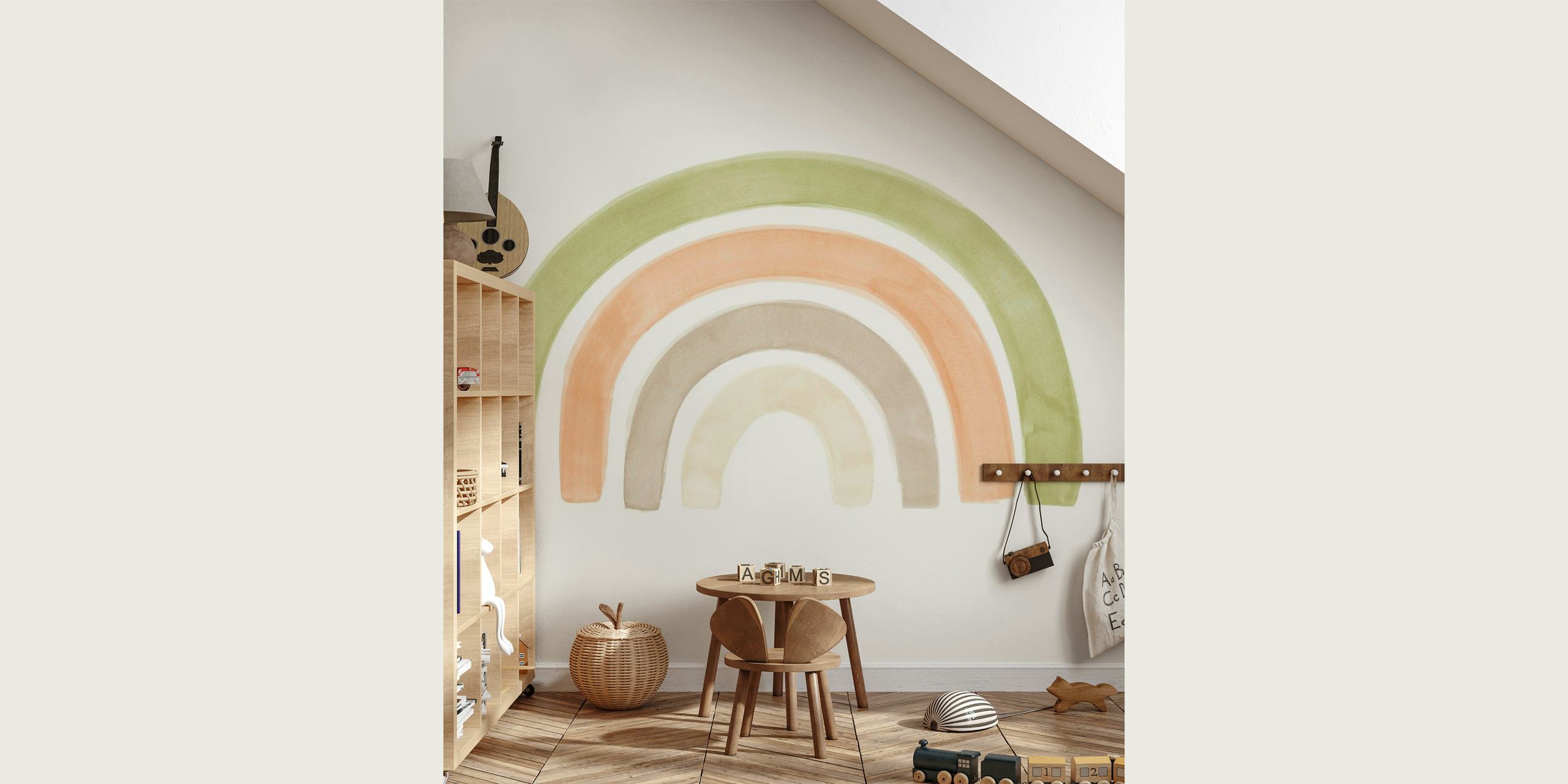 Watercolor rainbow green wallpaper