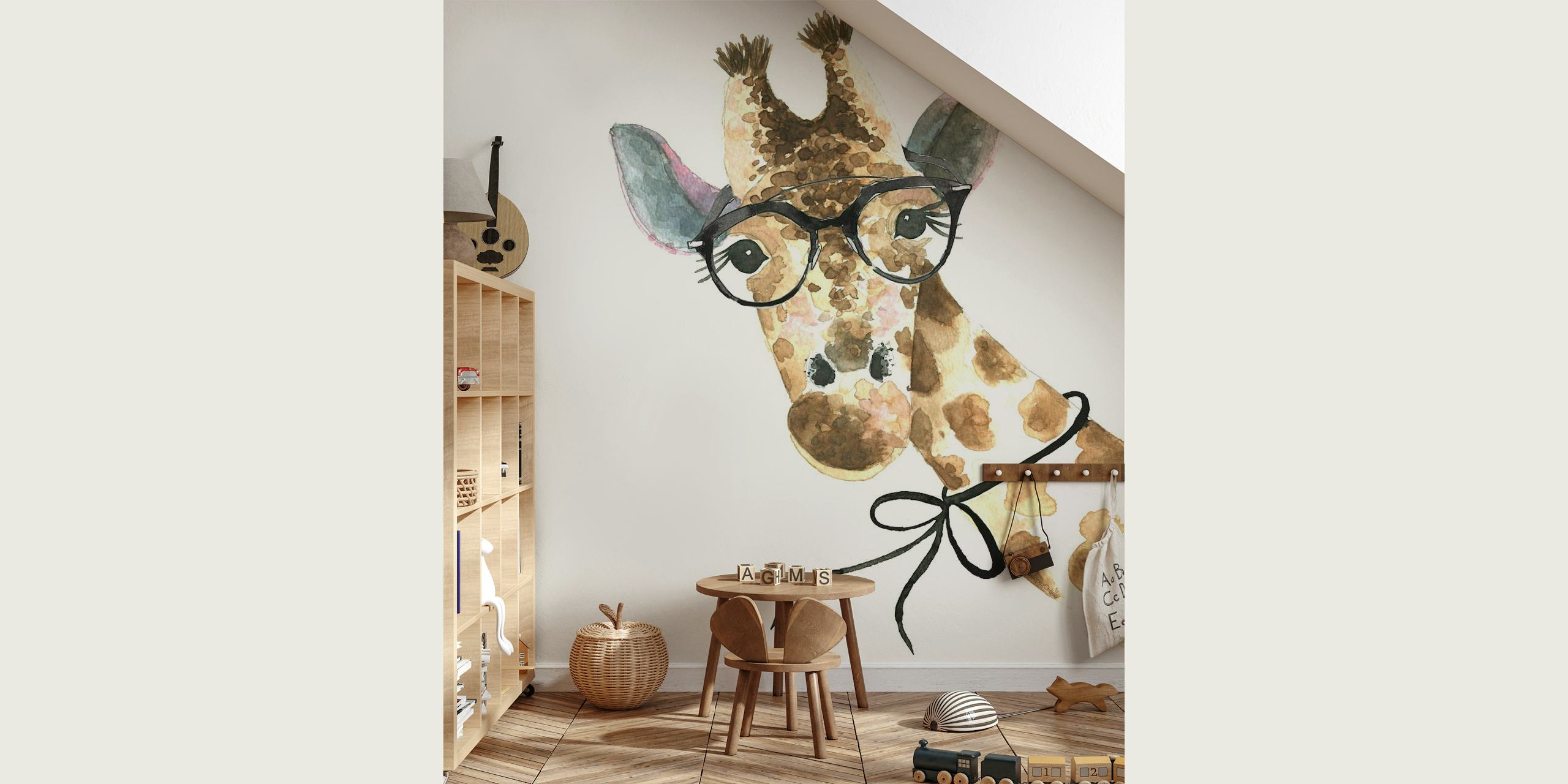 Giraffe with Glasses papel de parede
