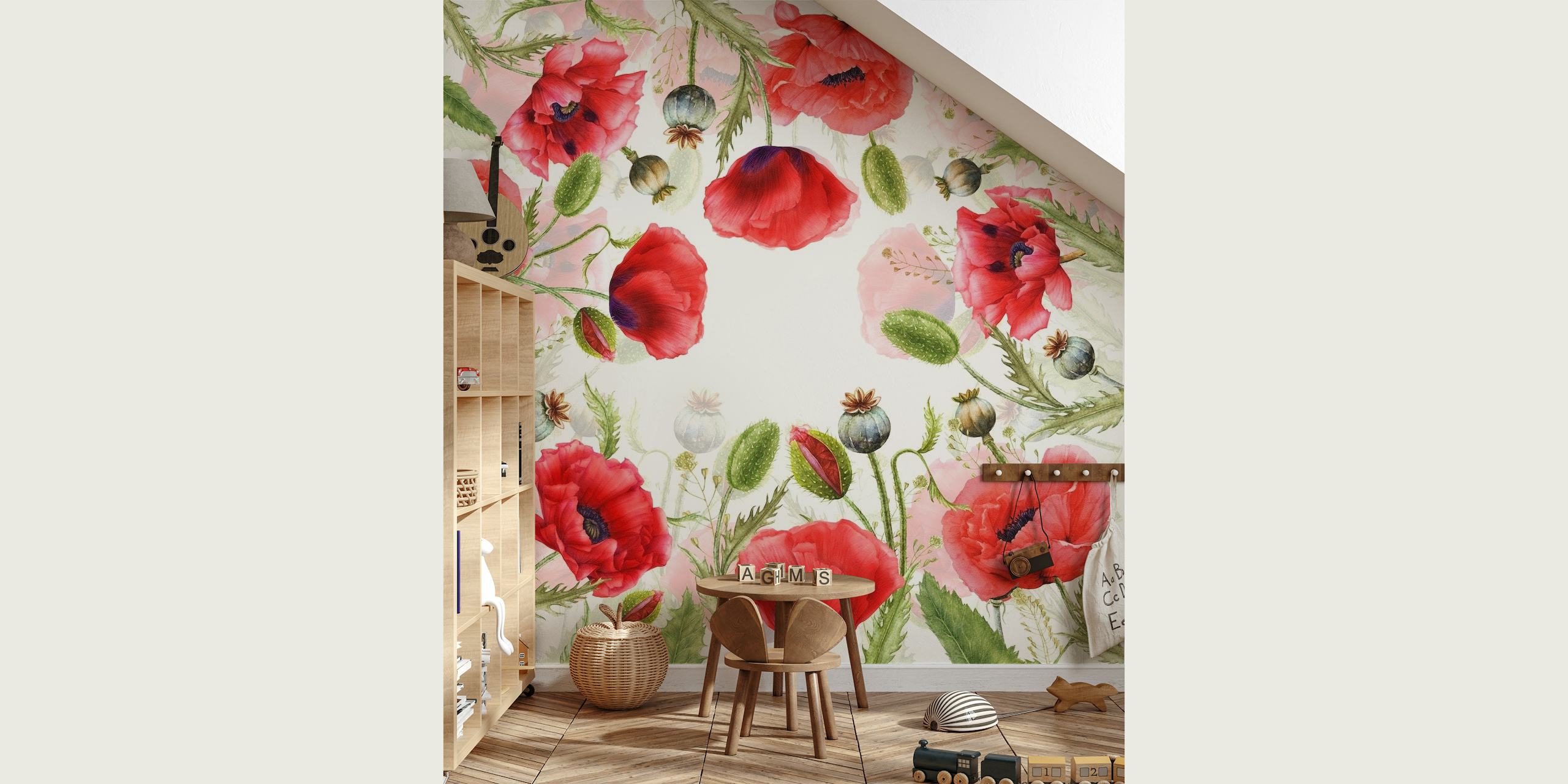 Wildflowers Poppy Meadow wallpaper
