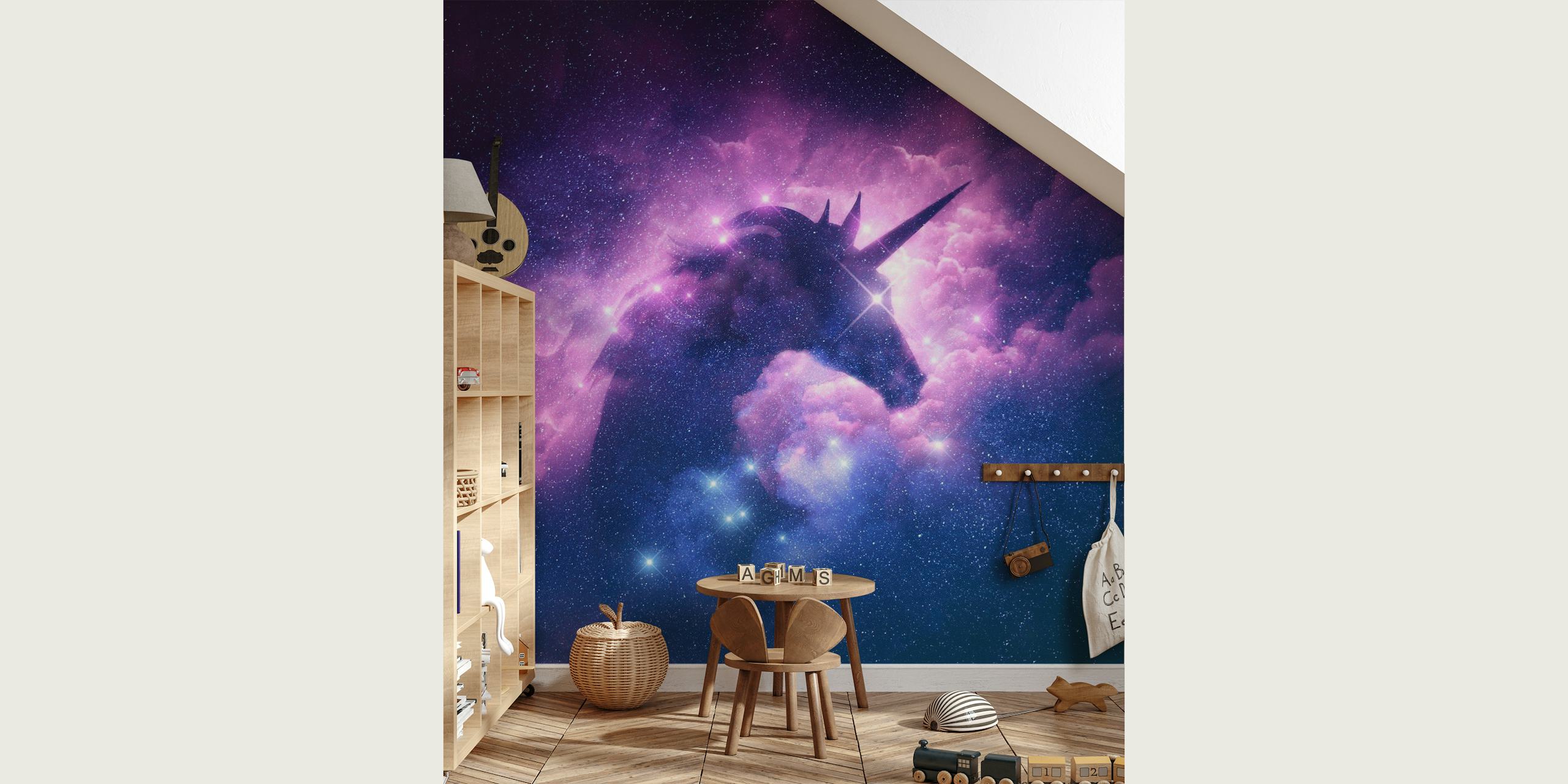 Enchanting Space Unicorn Wallpaper with starry background