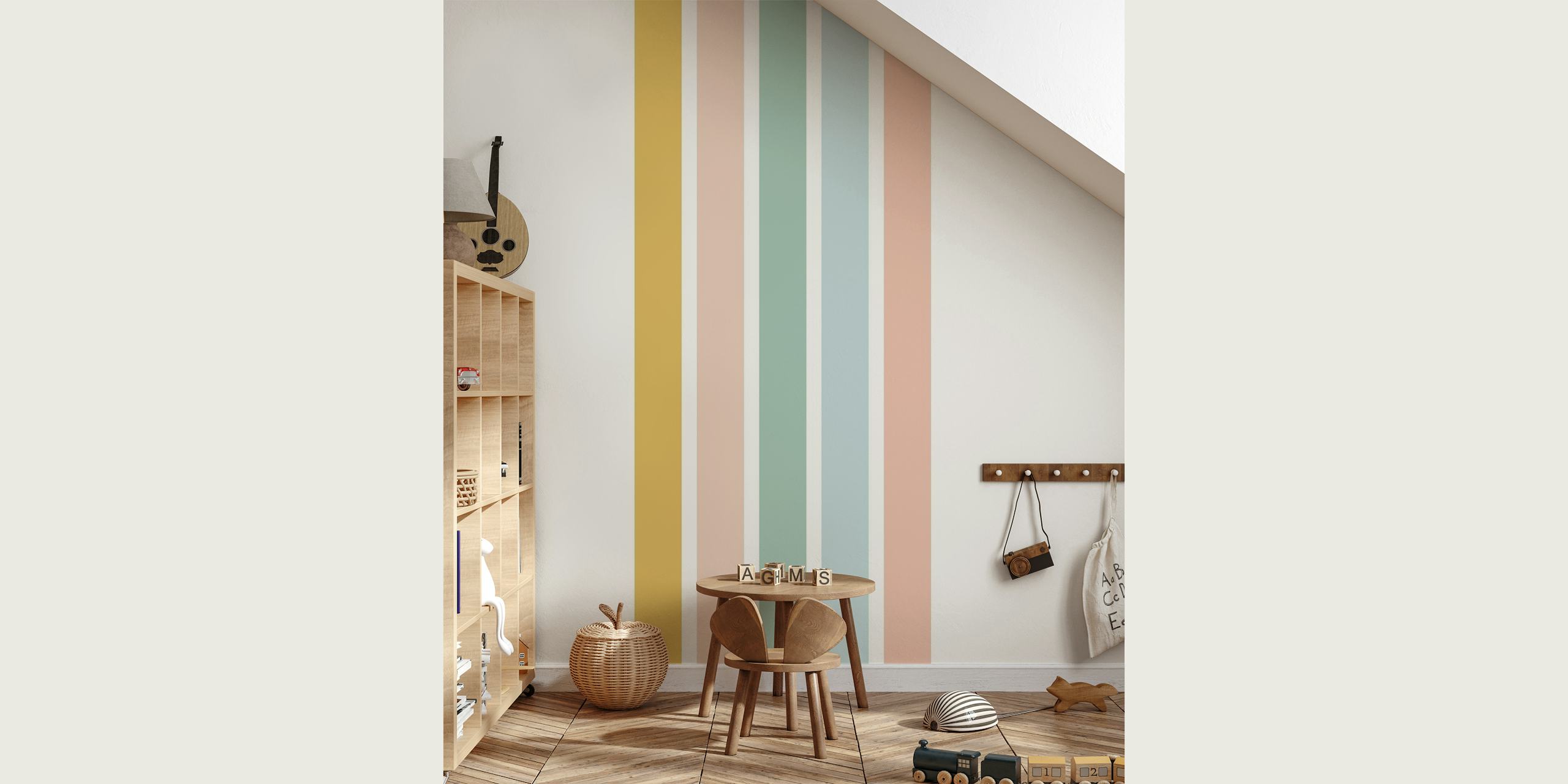 Pastel Rainbow Stripes papel de parede