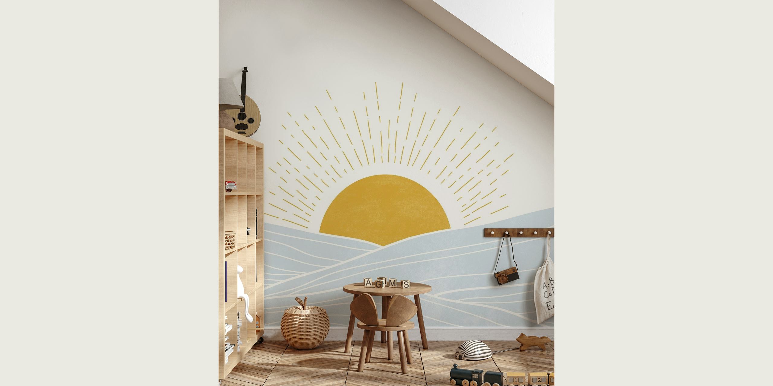 Blue Boho Sunrise Design wallpaper