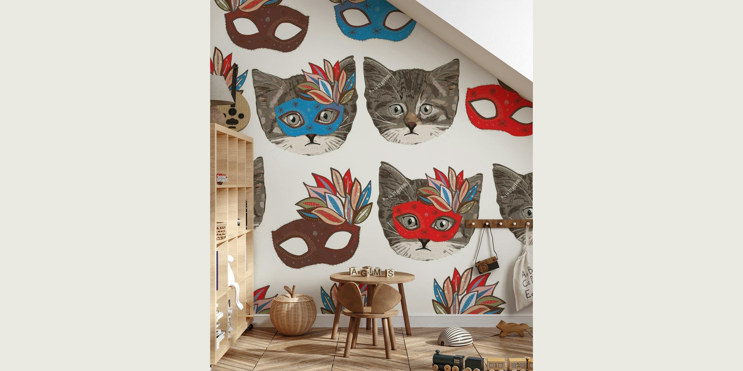 Mask and Cute Lovely Cat papiers peint