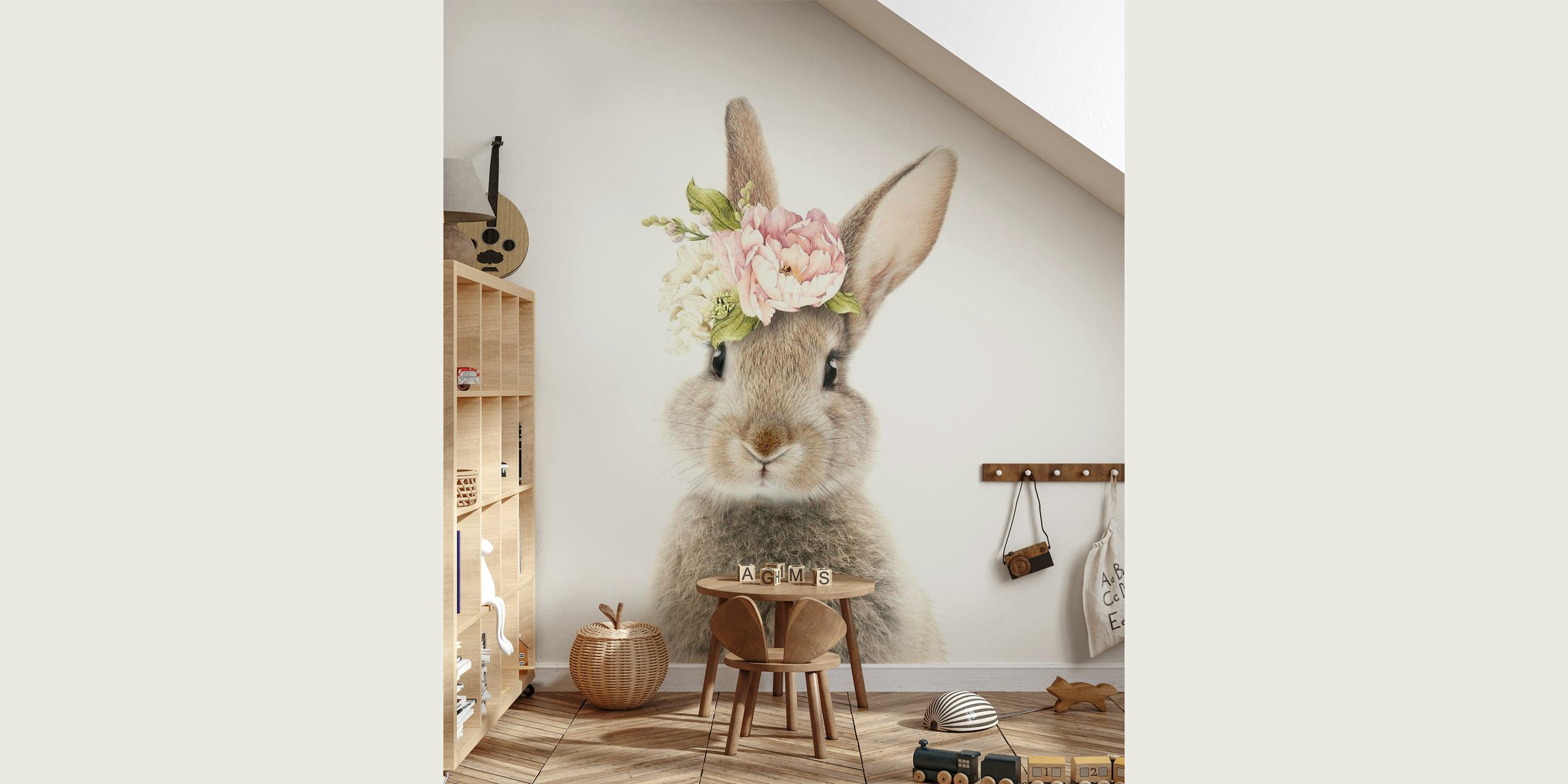 Peekaboo Bunny Floral carta da parati