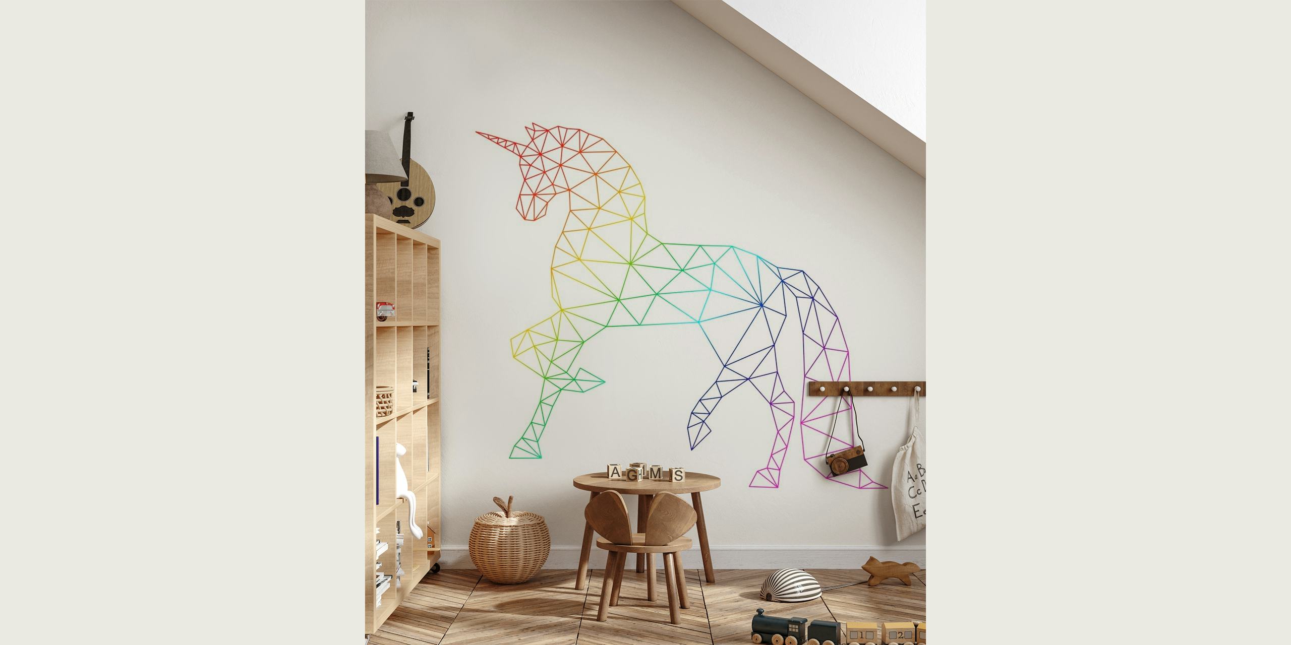 Geometric Colorful Unicorn tapet