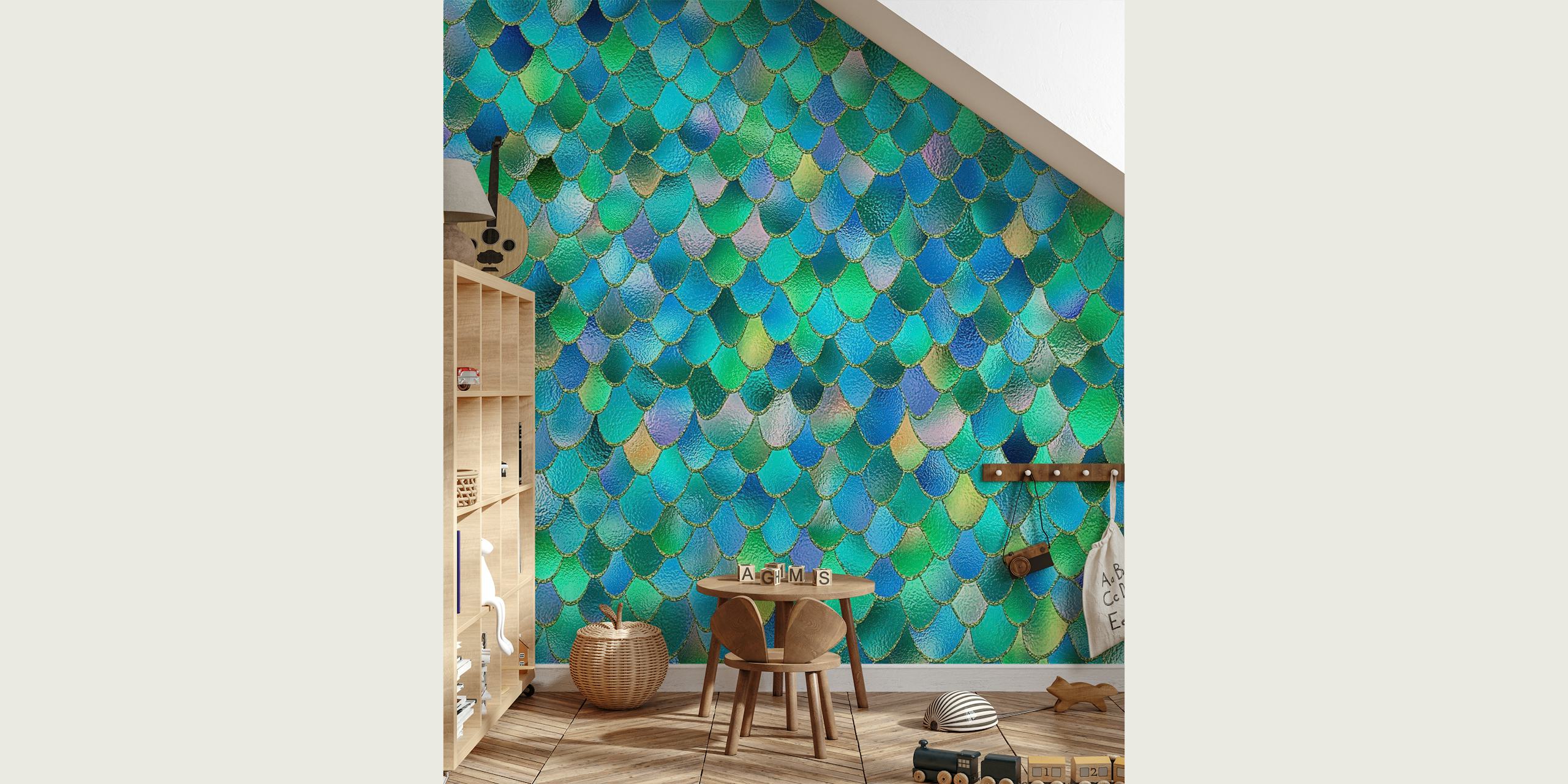 Blue Glitter Mermaid Scales wallpaper