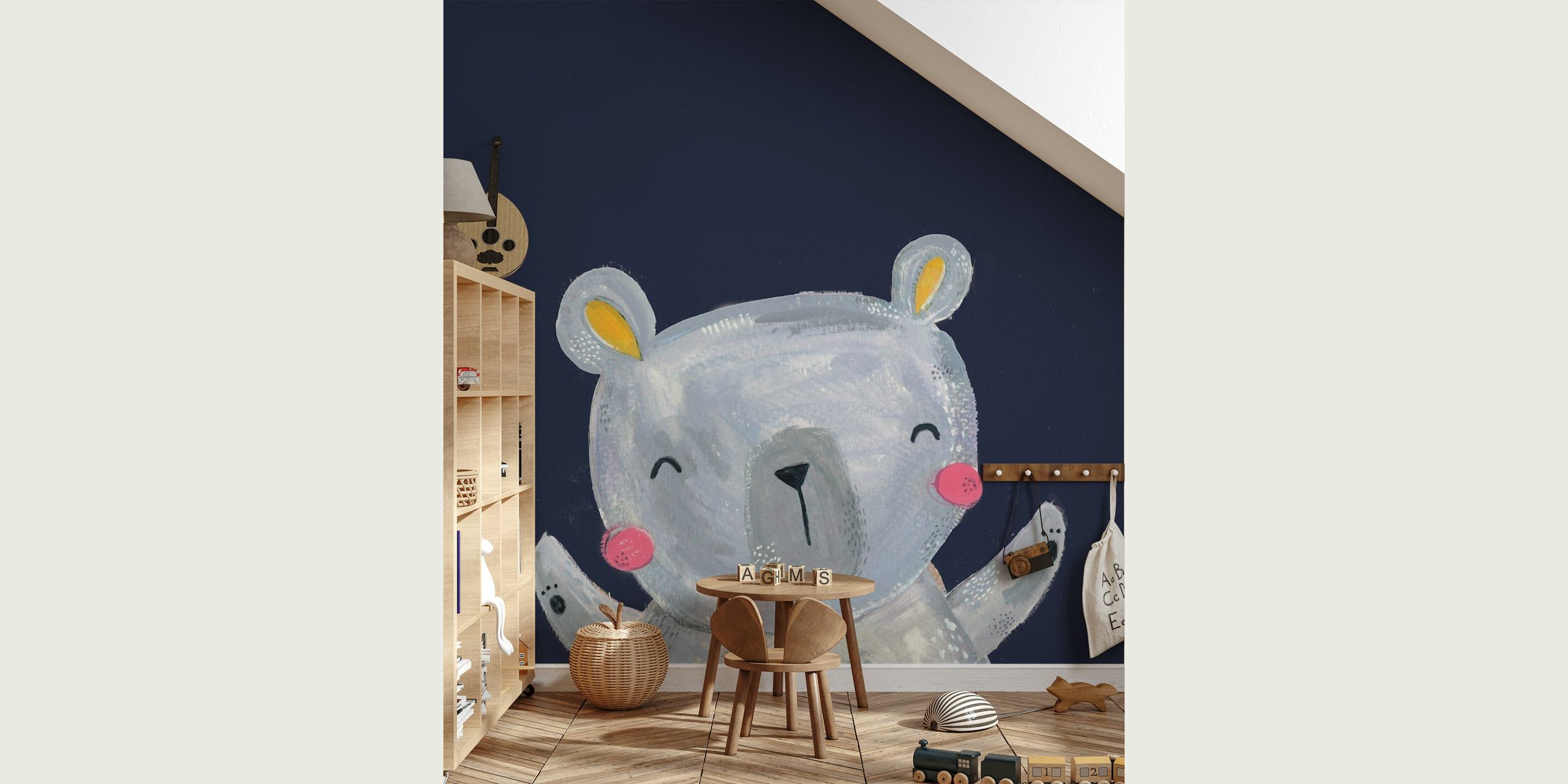 Minimal painted bear papel de parede
