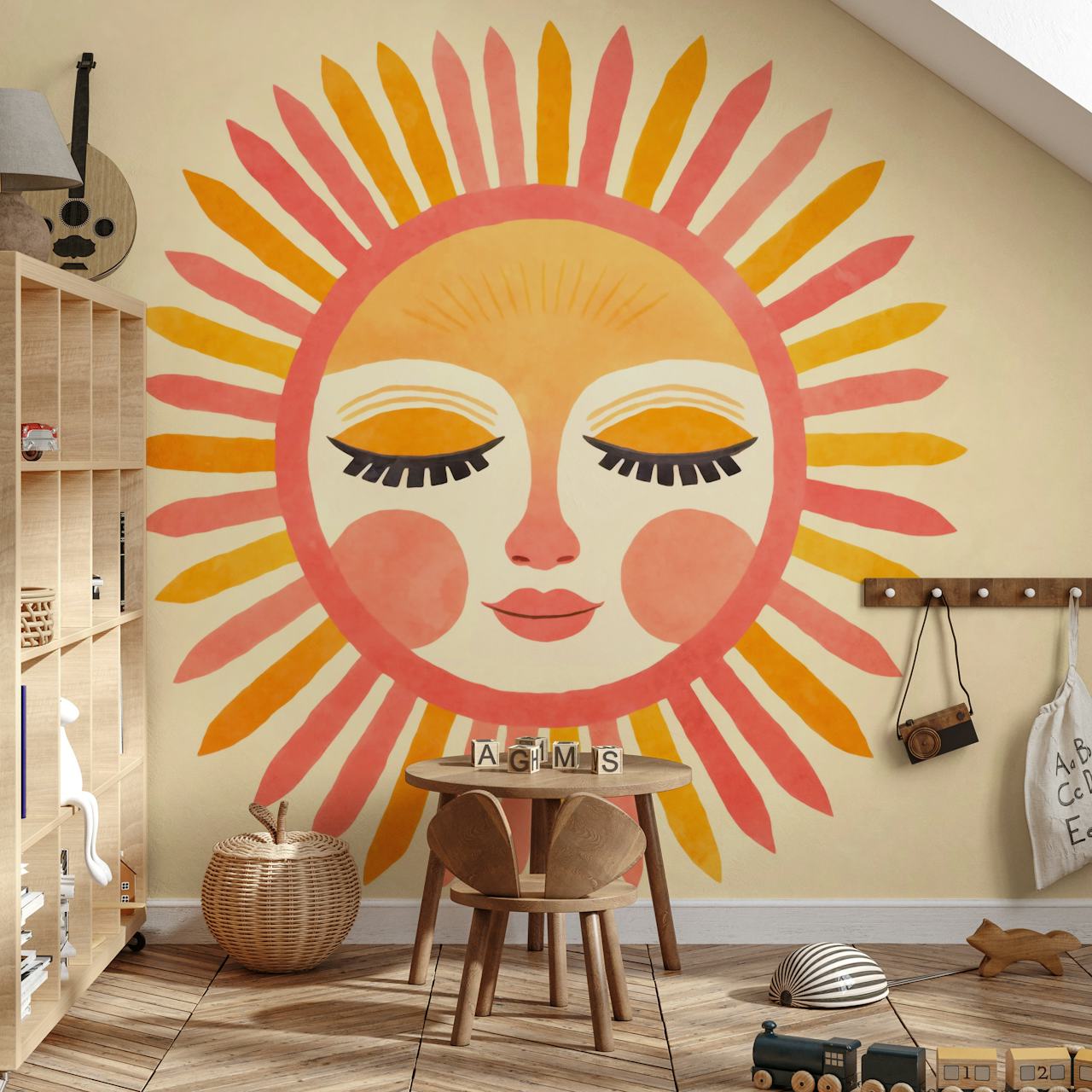 Celestial Boho Sun Goddess -tapetti huoneessa