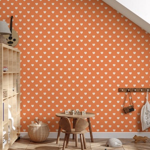 Hearts Pattern for Kidsroom Red Beige