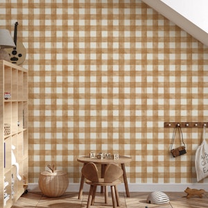 Golden bronze Watercolor Gingham.Vicky check