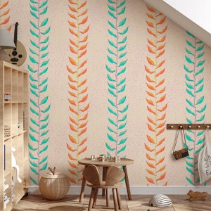 Tropical Vines Stripe Peach