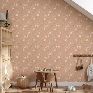 Soft White on Terracotta Pastel Flower Field