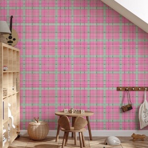 Pink Teal Gingham Check Pattern