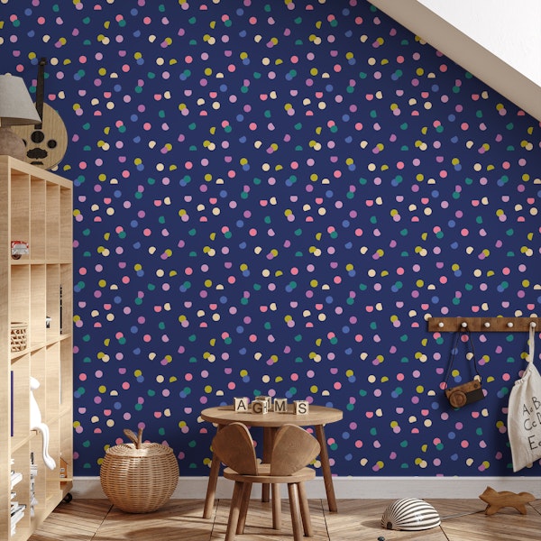 Moody navy blue confetti spots