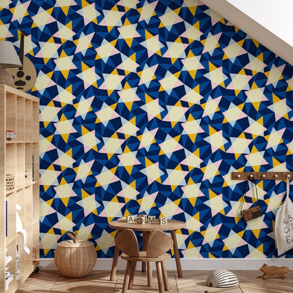 Colorful stars on blue