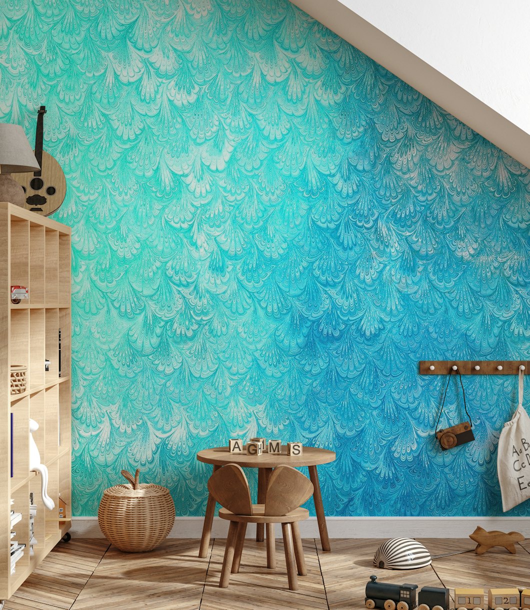 Ocean Blue Mermaid Scales wallpaper