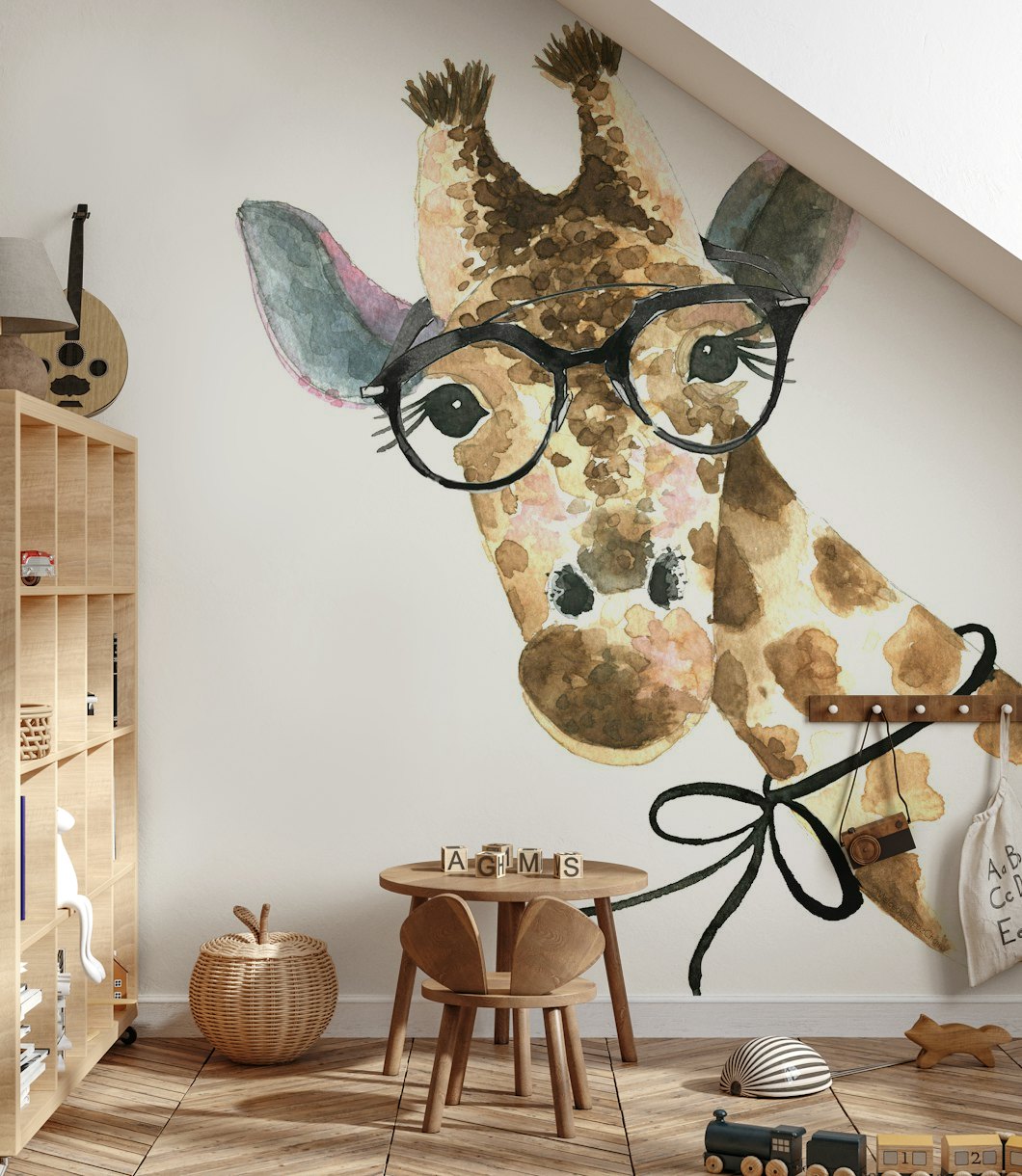 Giraffe with Glasses tapet