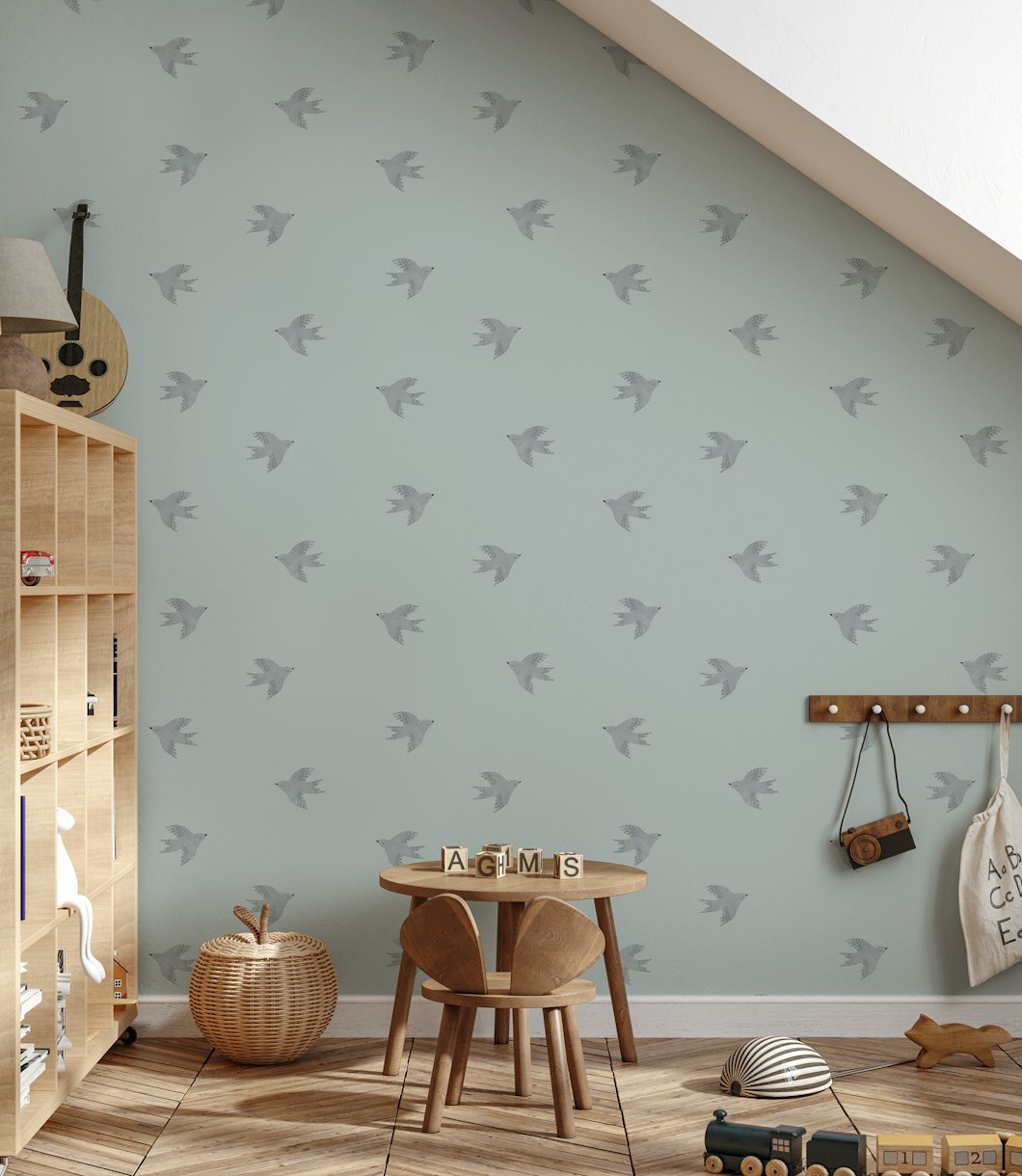 Dreamy Birds Nordic Sky Blue wallpaper