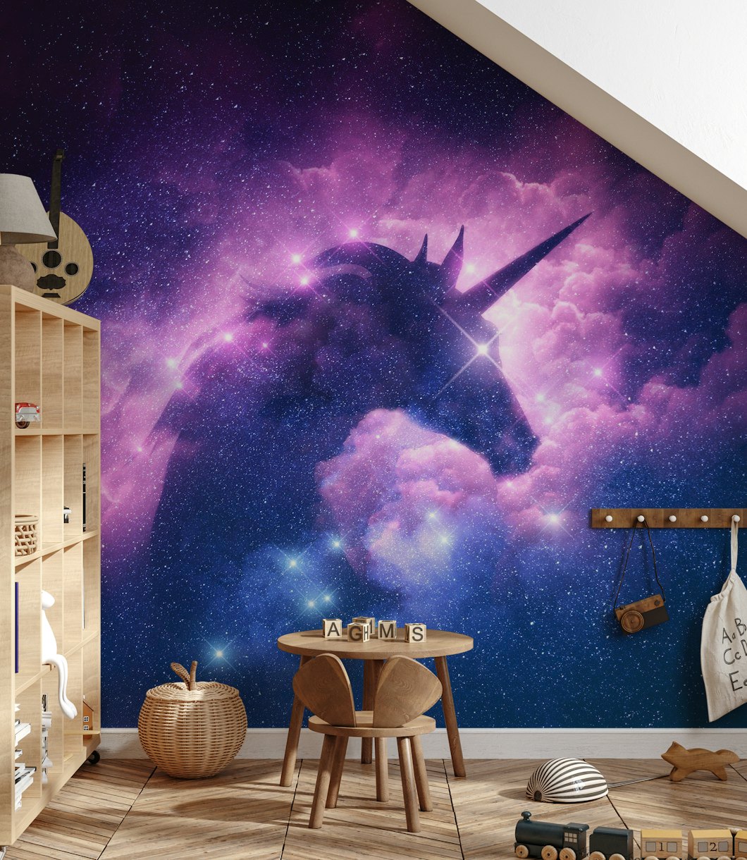 Enchanting Space Unicorn Wallpaper with starry background