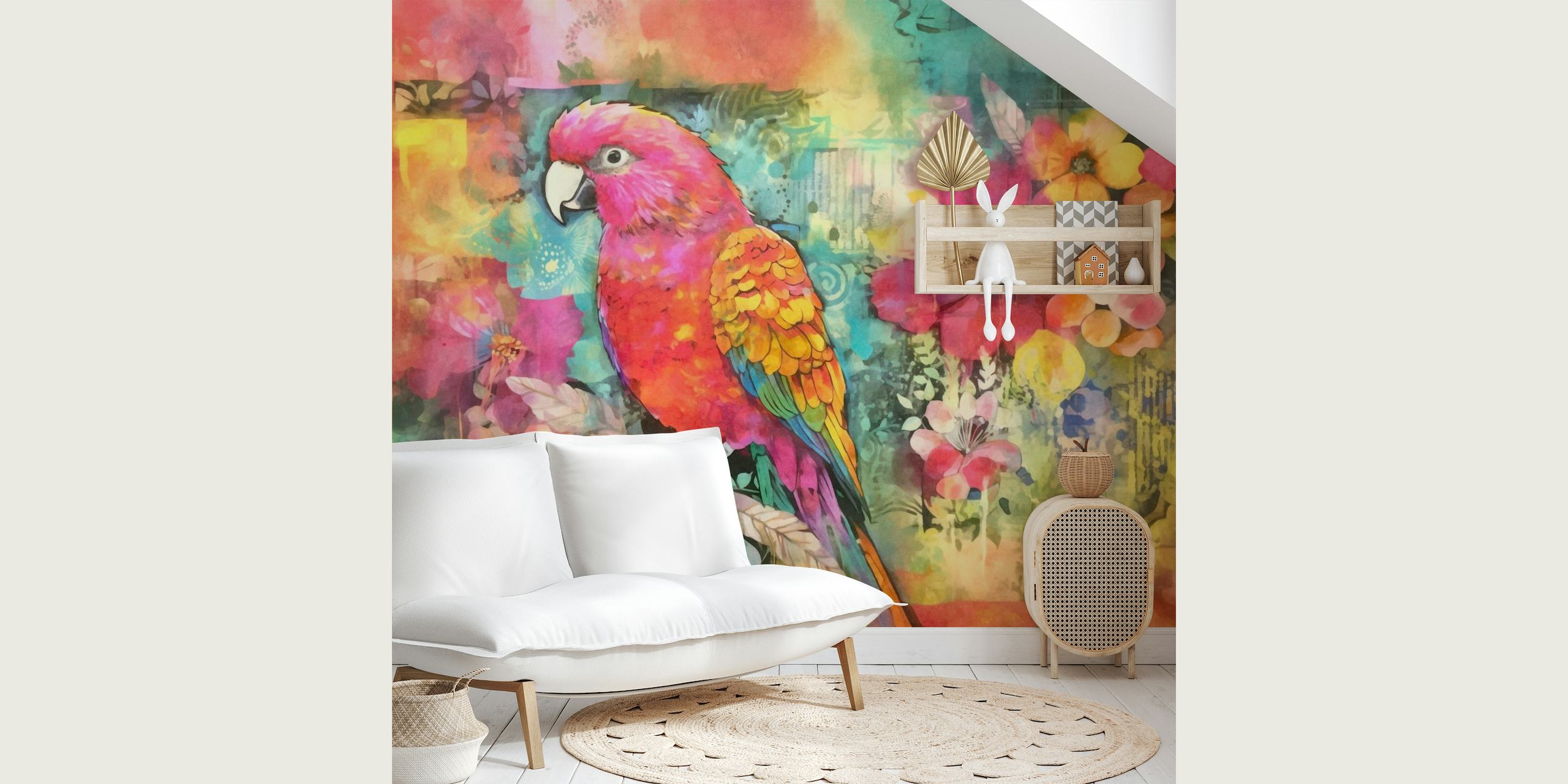 Parrot Tropical Paradise Watercolor Art wallpaper