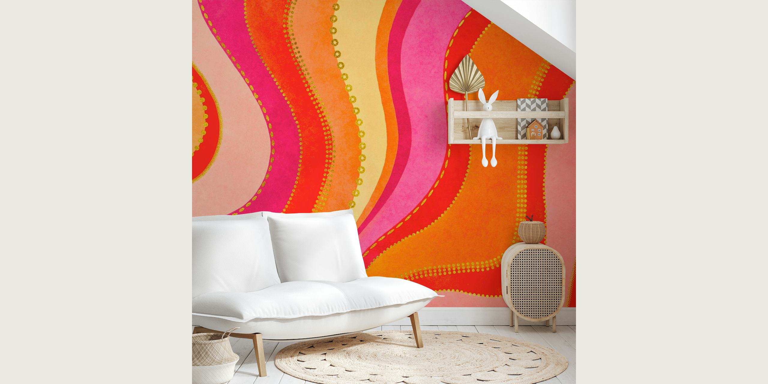Fancy Waves Pink Orange papel de parede