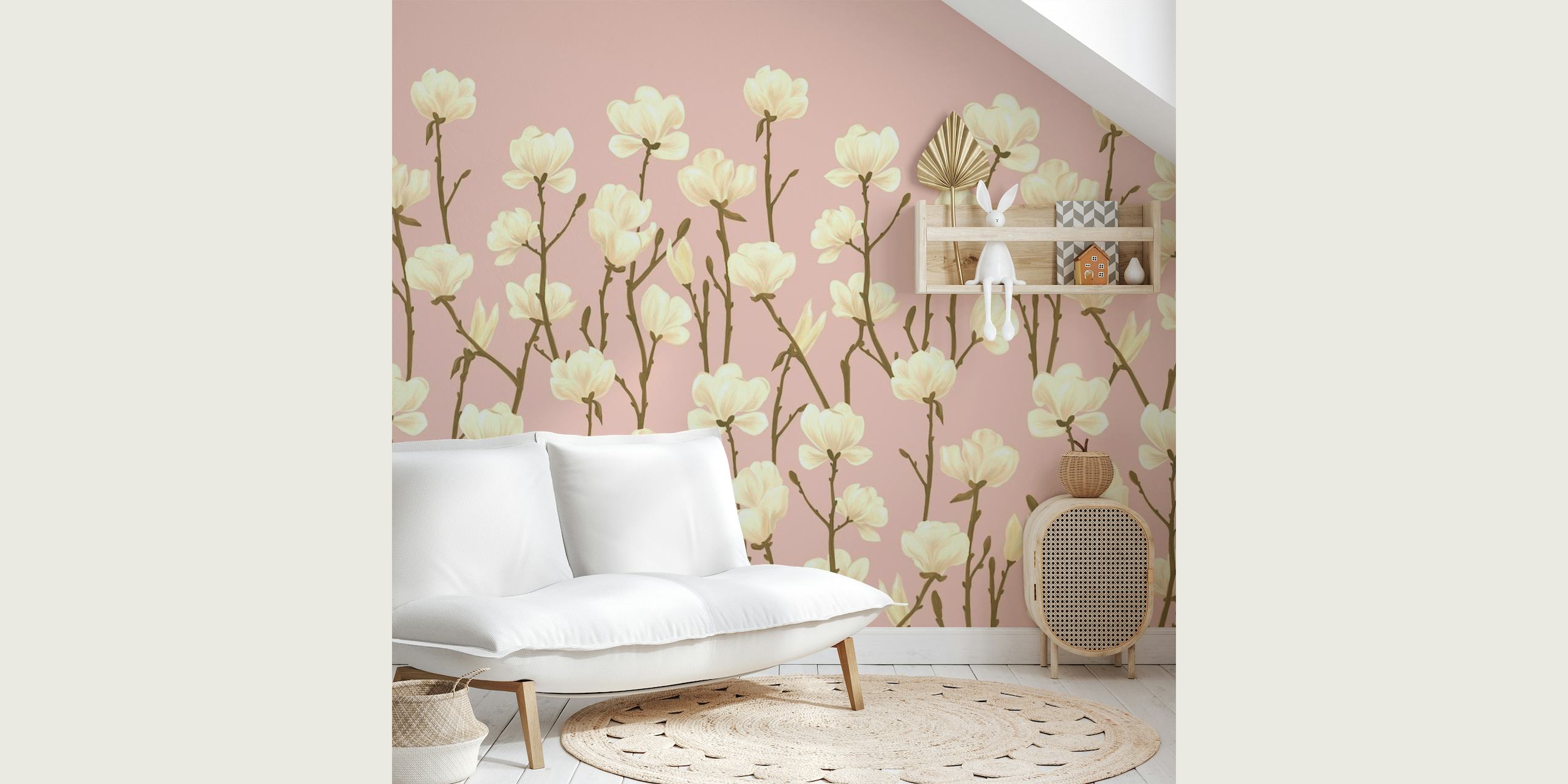 Magnolias Pink Petal papel de parede