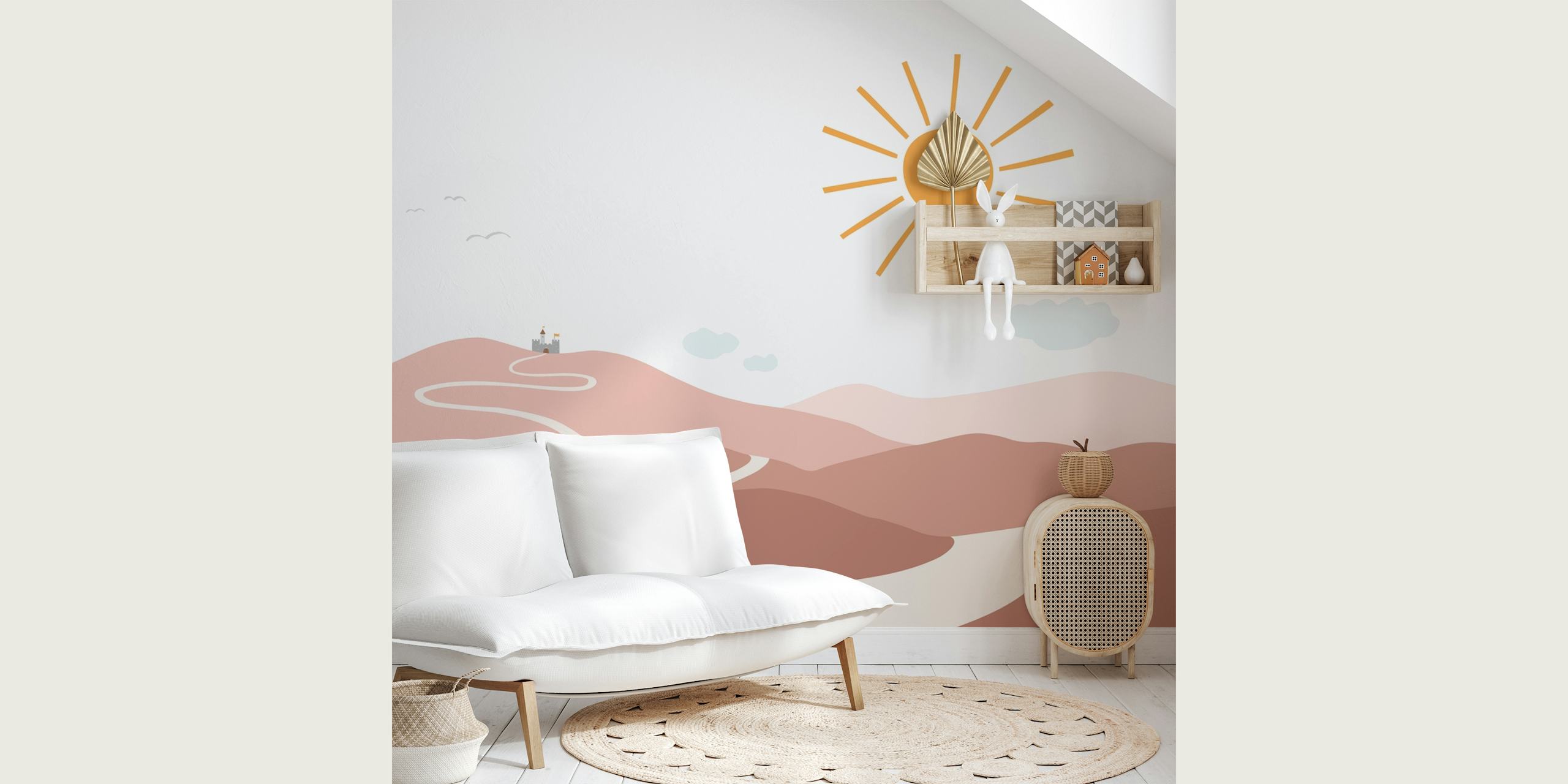Whimsical castle path wallpaper