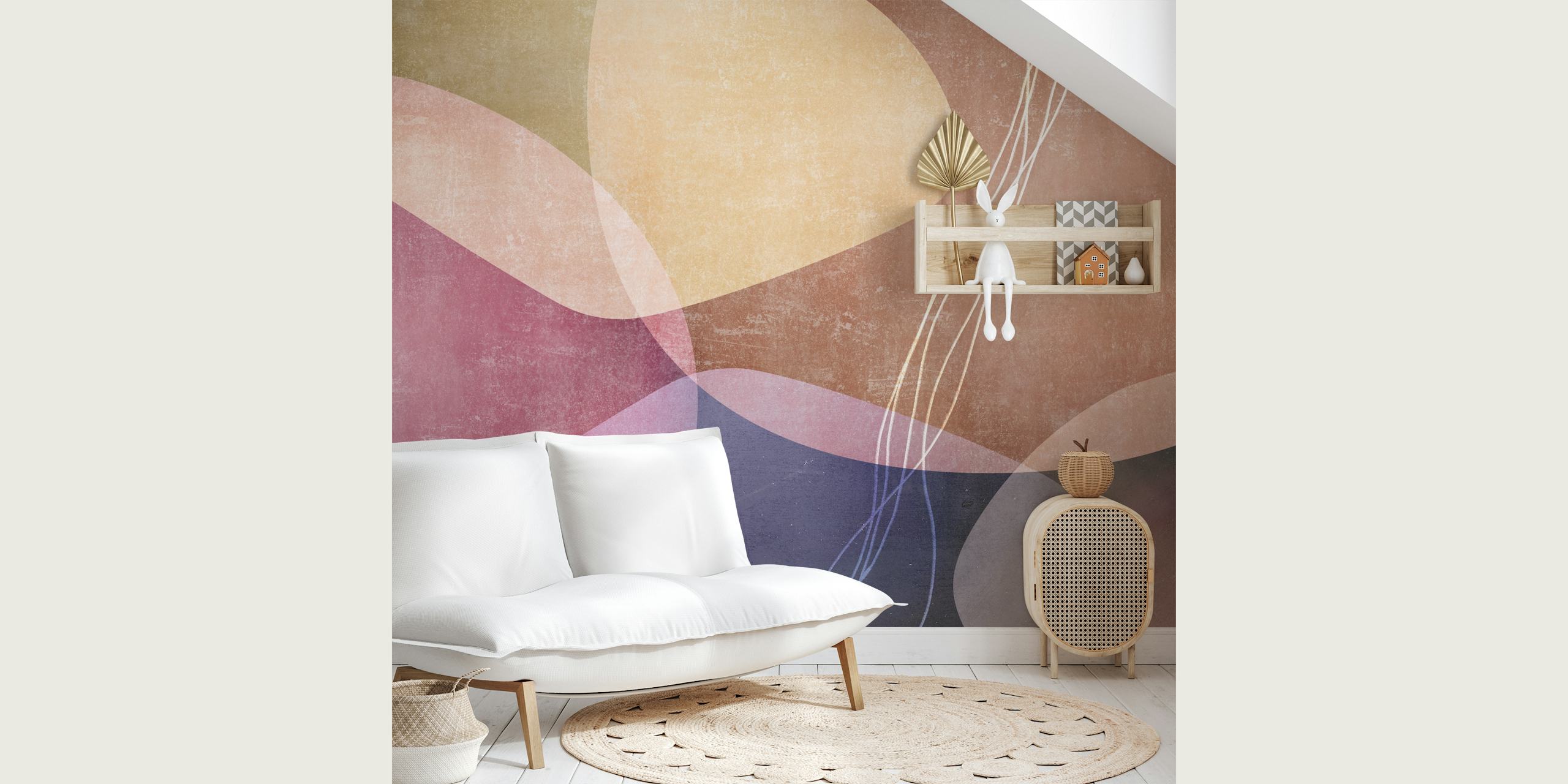 Organic Shapes Soft Tones Tapete in einem Raum