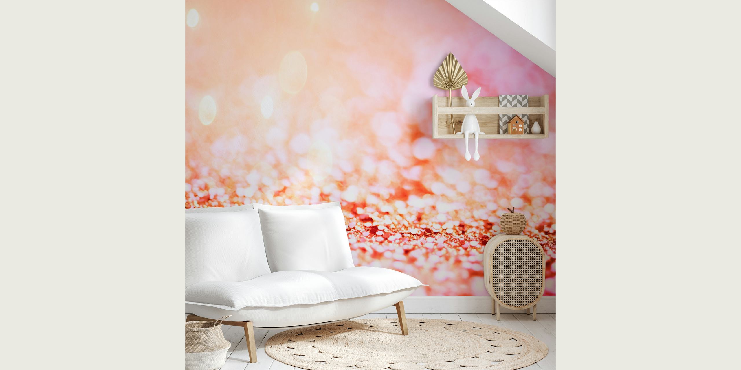 Pink glitter wallpaper with mermaid theme and sparkly elements