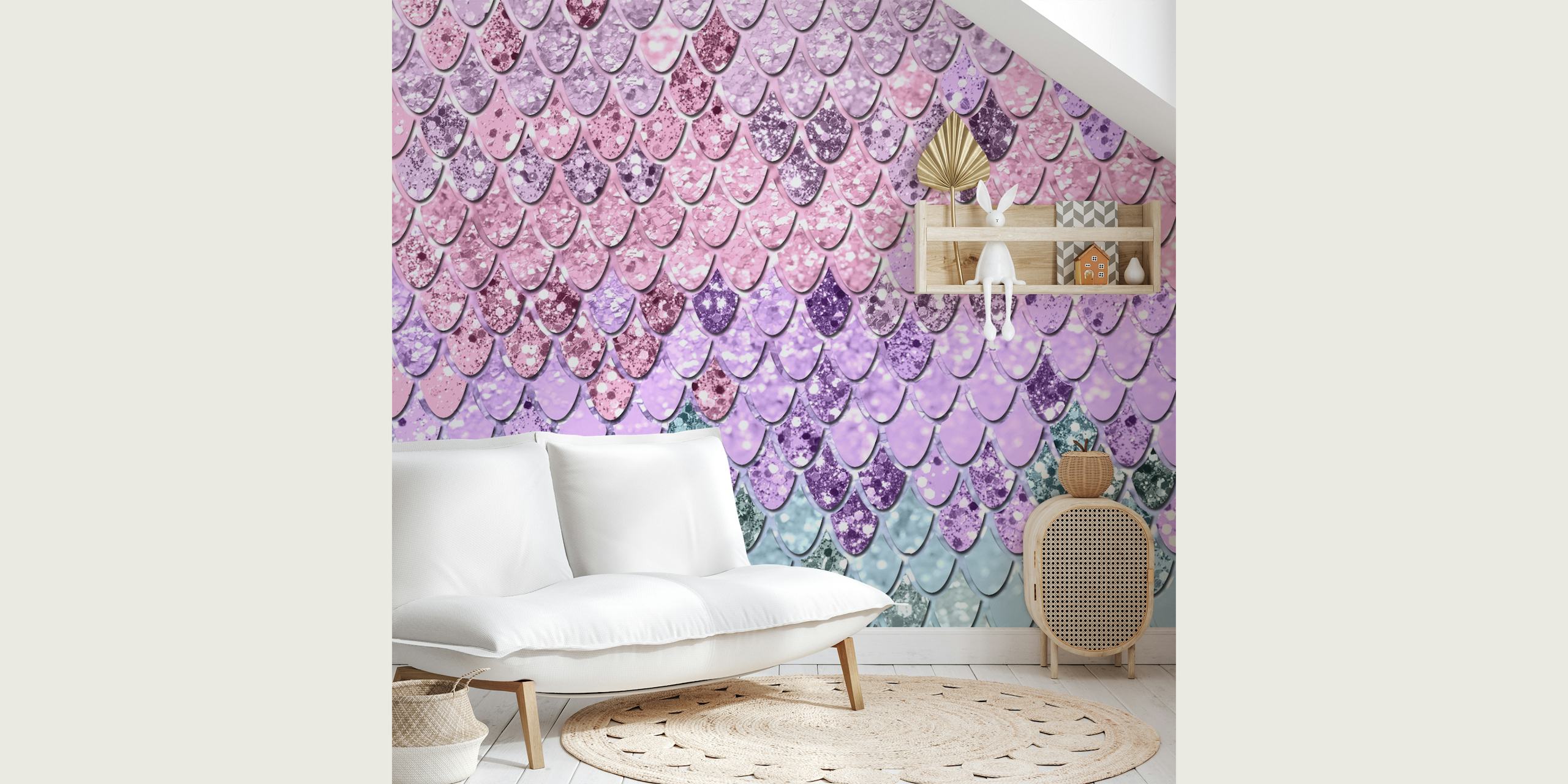 Pink and purple mermaid scales wallpaper