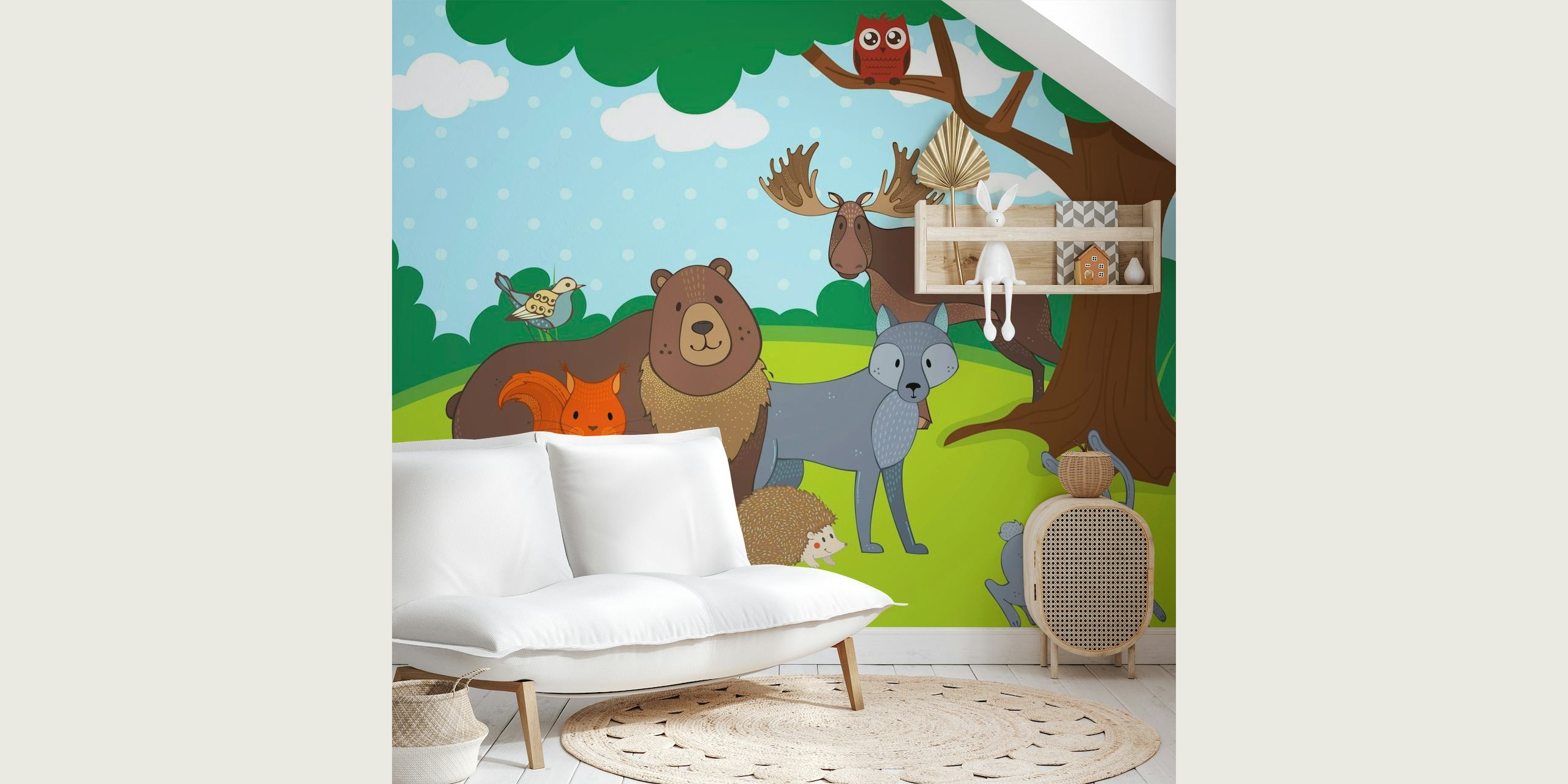 Woodland Friends in Forest papel pintado