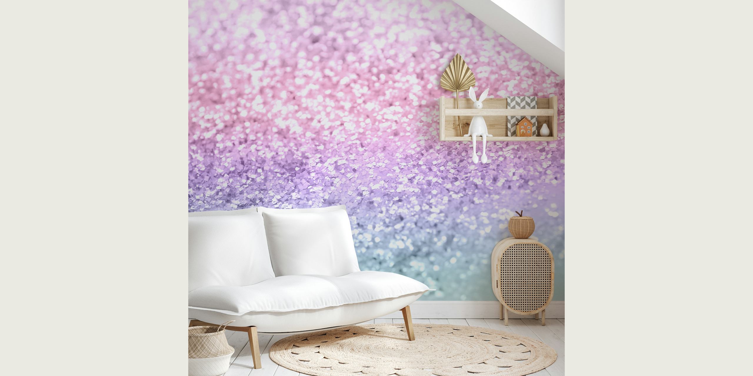 Glitter unicorn wallpaper in pink, purple, and silver tones