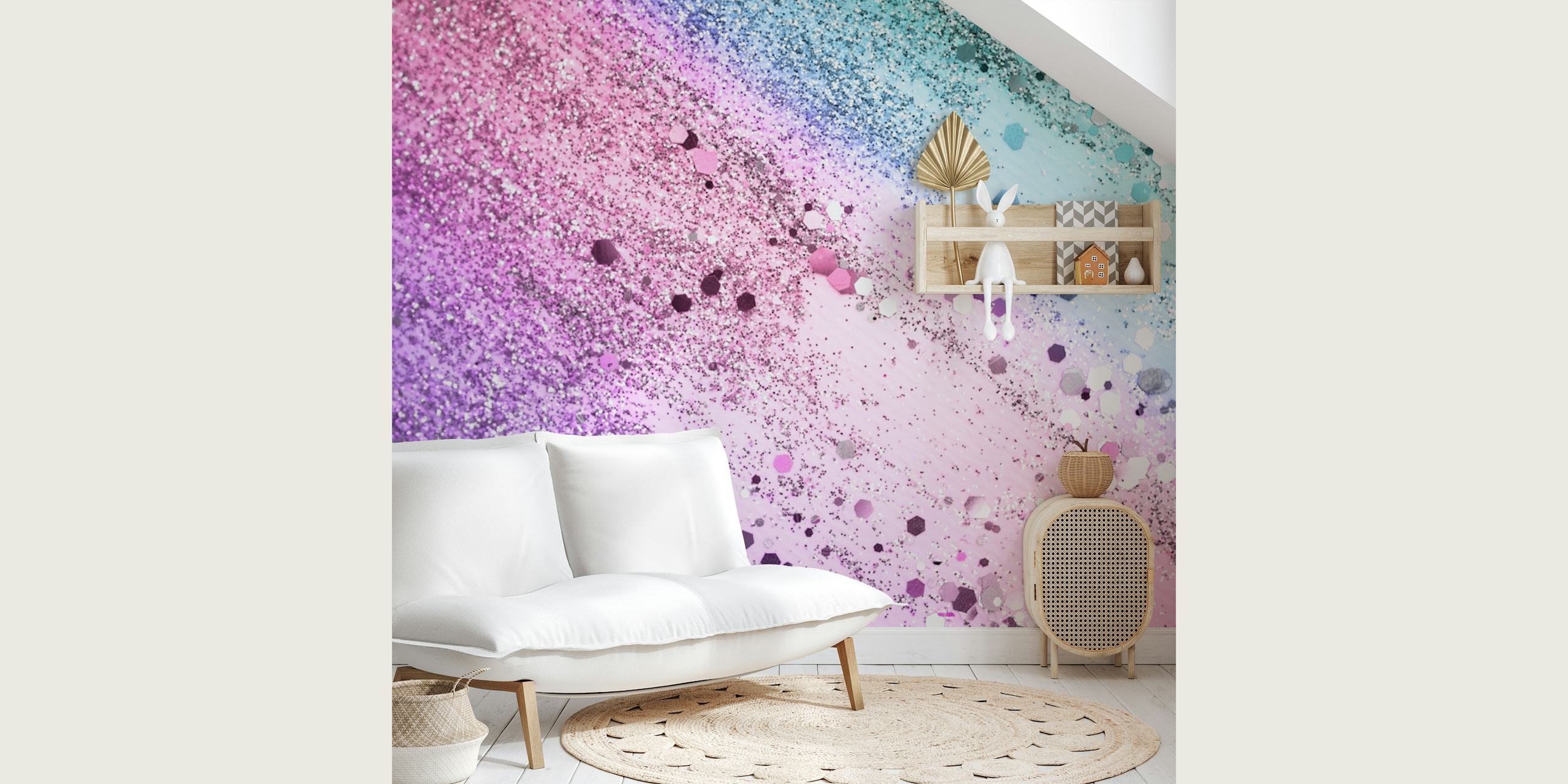 Chic Glitter Glam-tapet i ett färgglatt rum