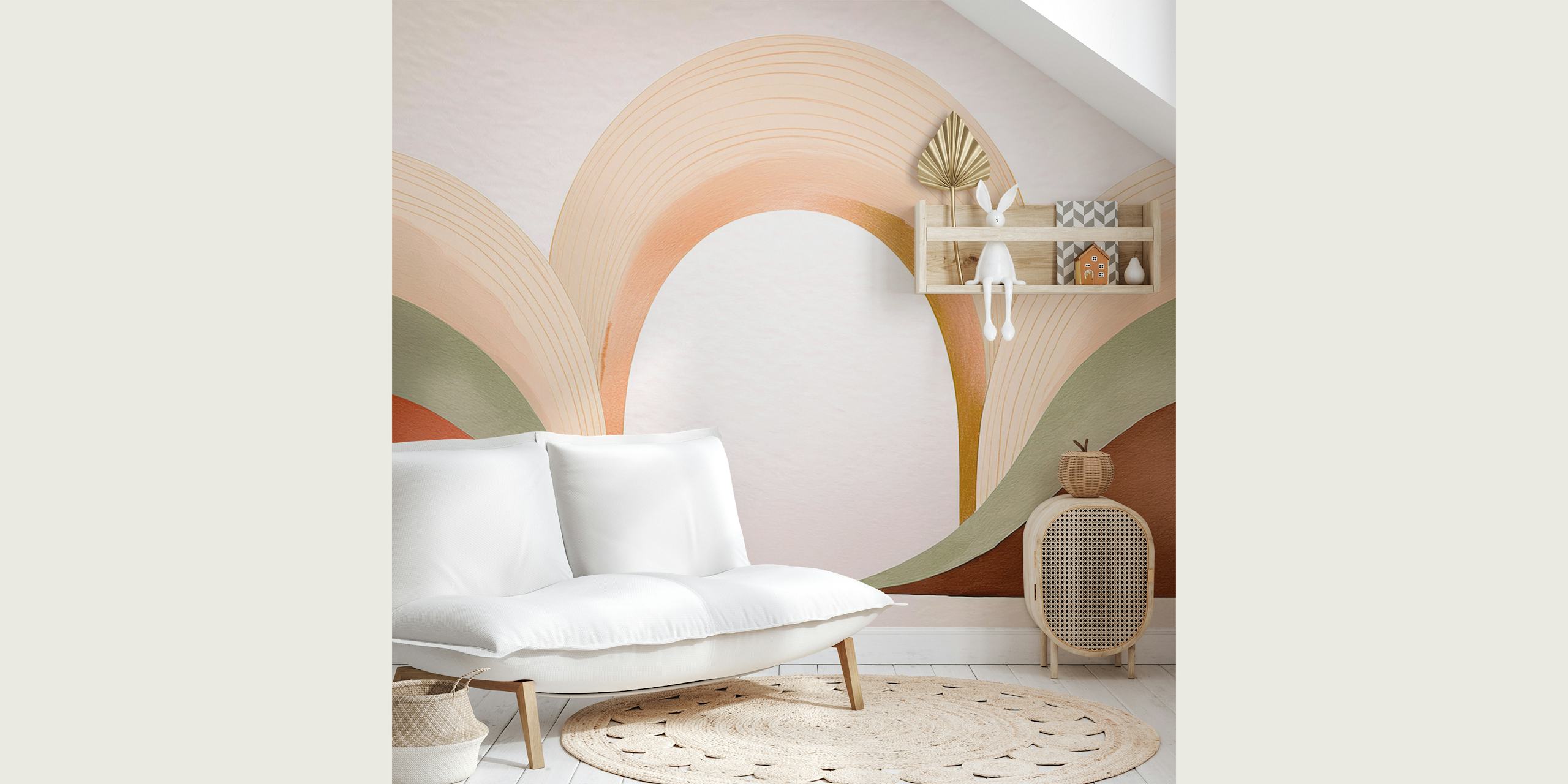 Pastel arches in orange, green, and pink tones wallpaper