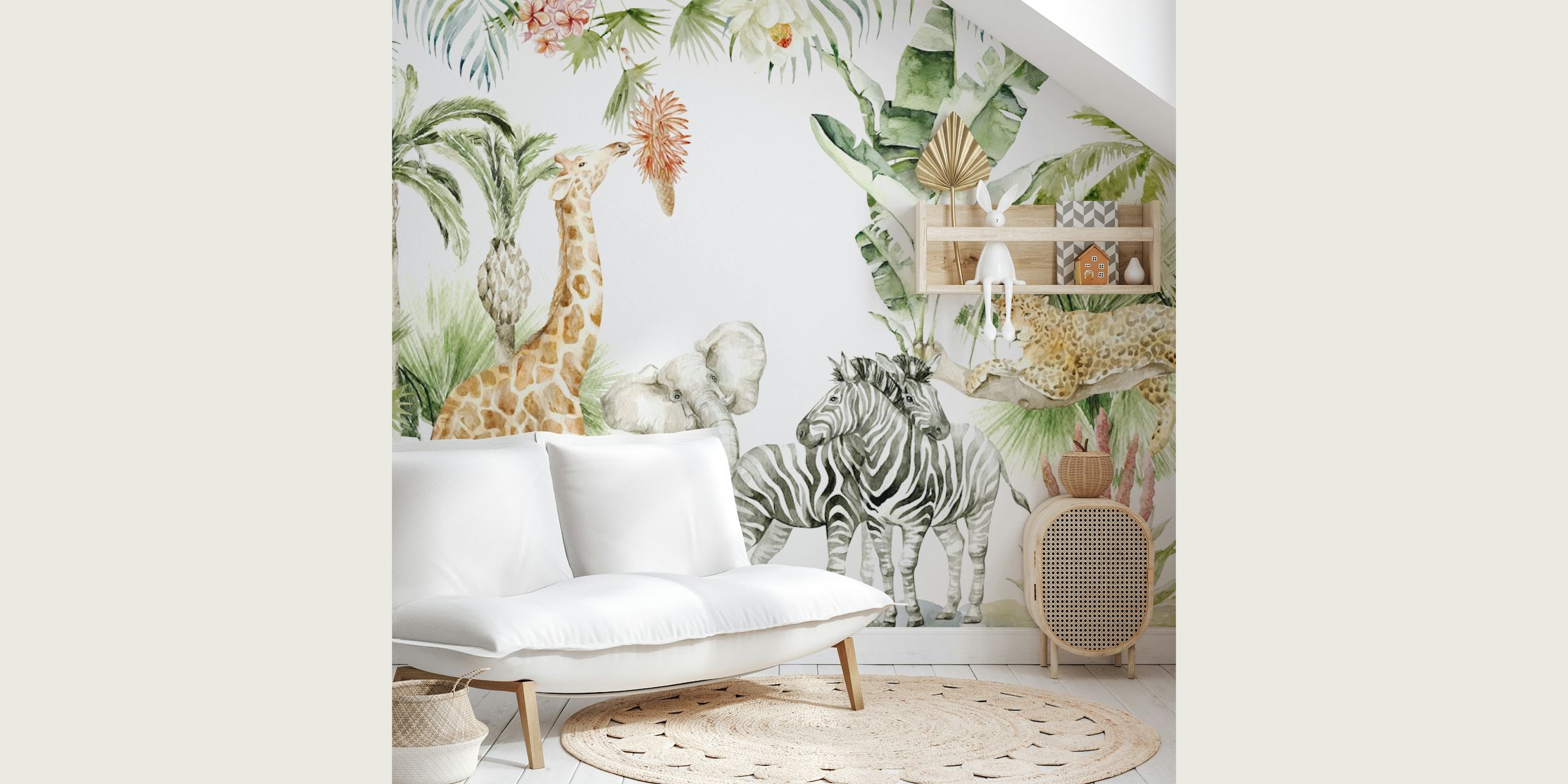 Safari Friends in Harmony wallpaper in a room