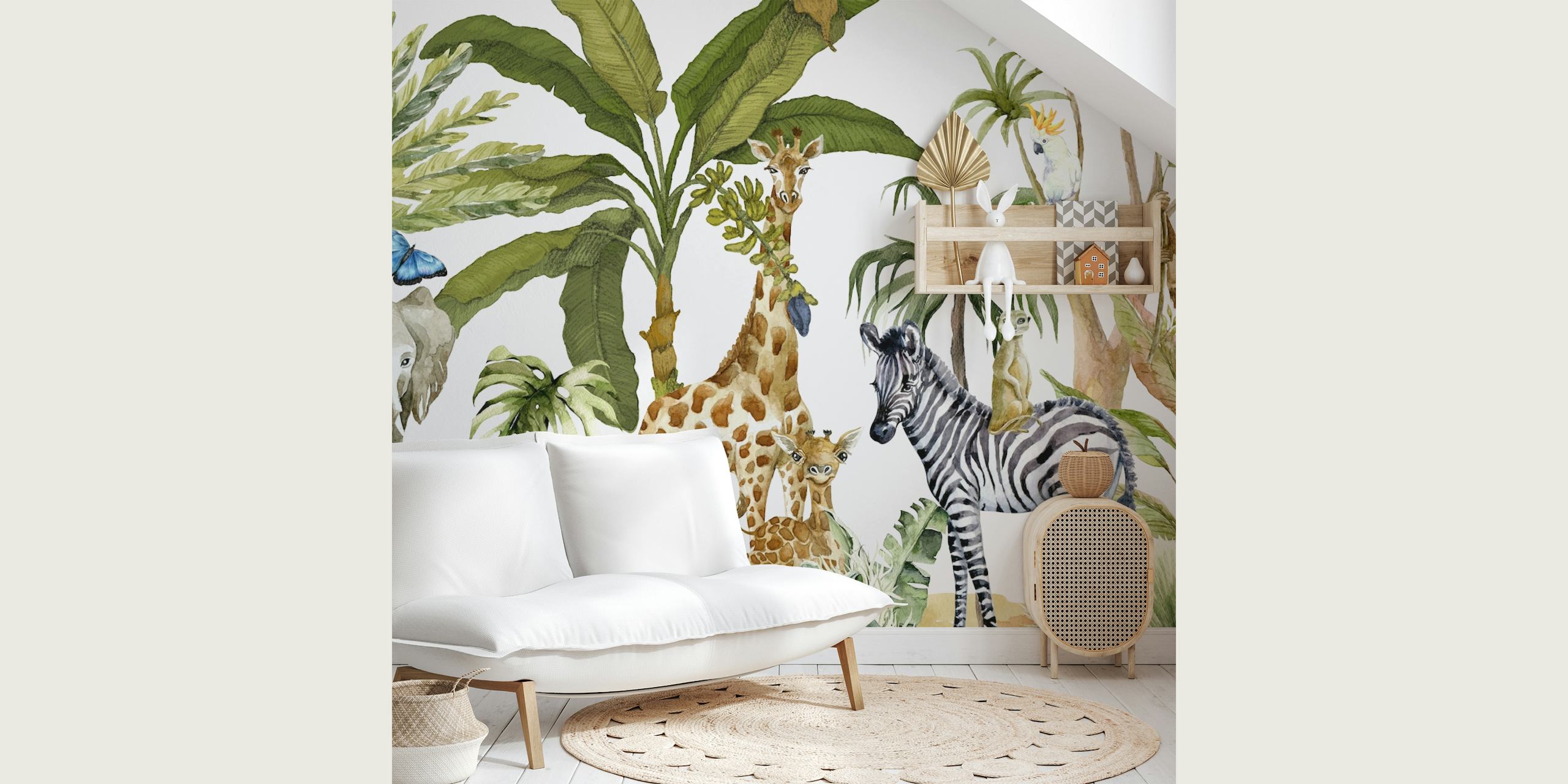 Papel de parede Safari Friends Panorama em um cômodo