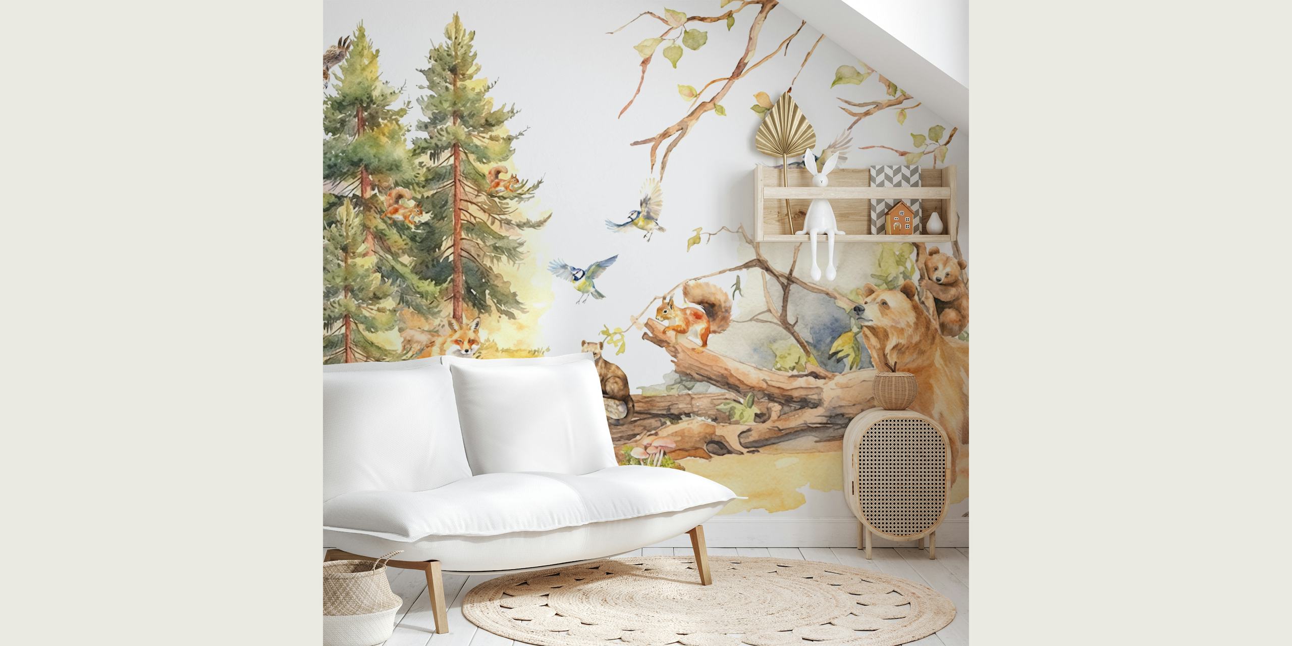 Woodland Animal Paradise wallpaper in a room