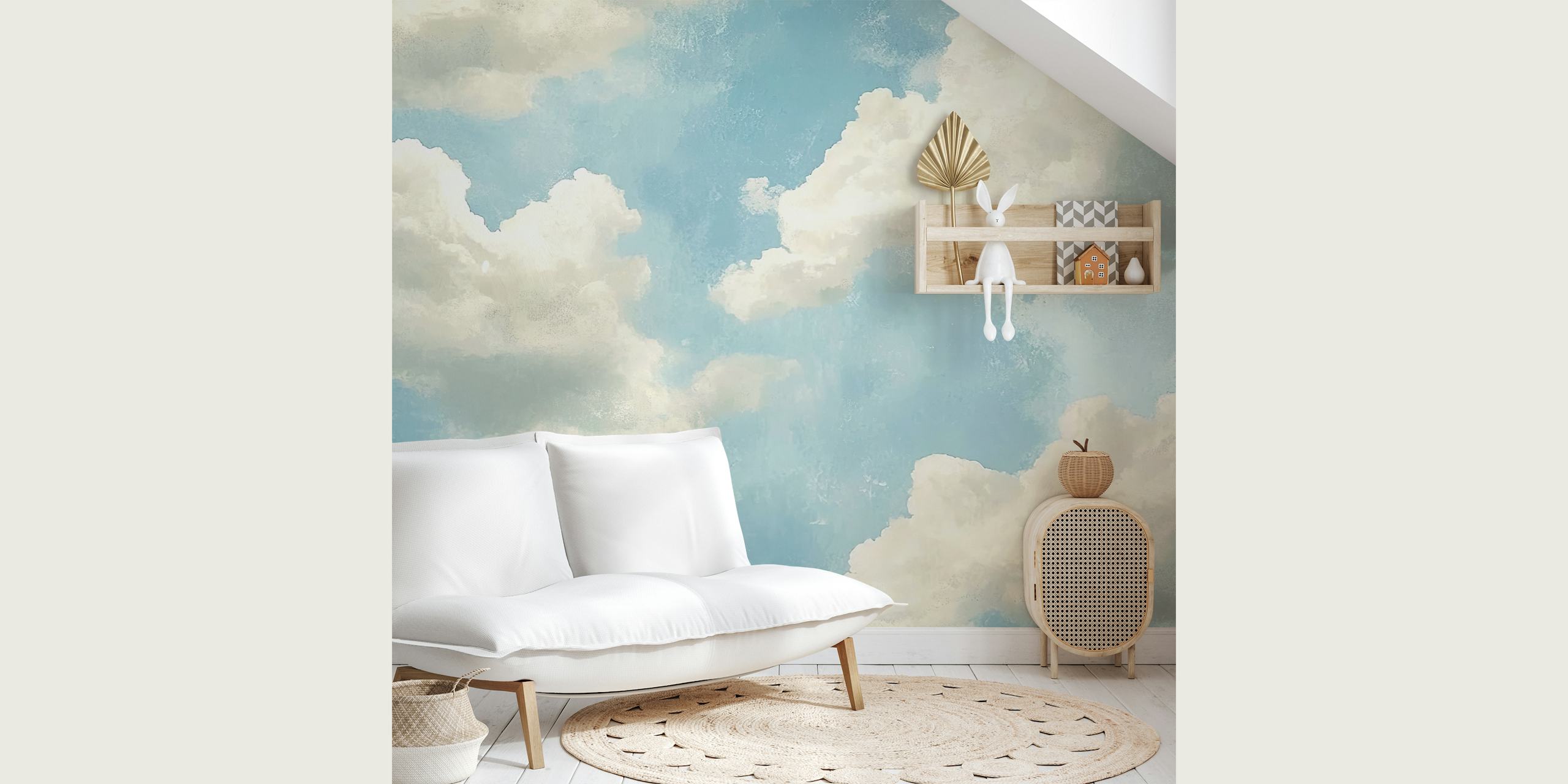 Painted Blue Sky wallpaper in a room