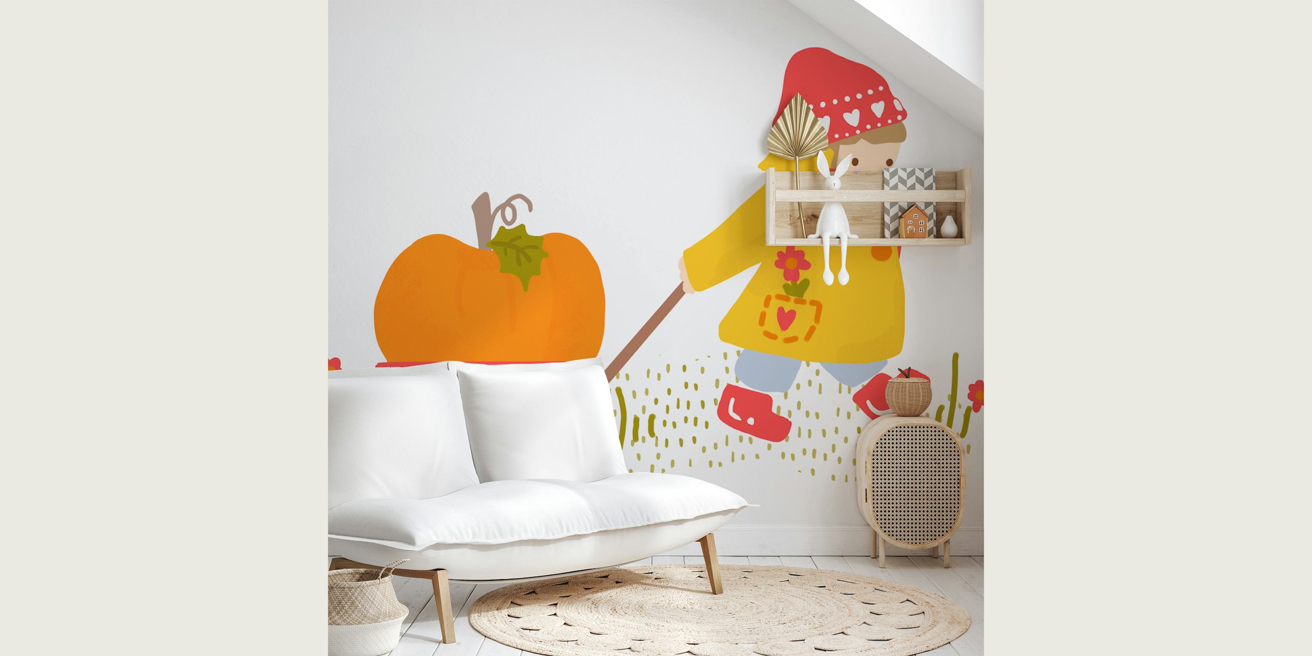 Pumpkin Picking wallpaper in a cozy room