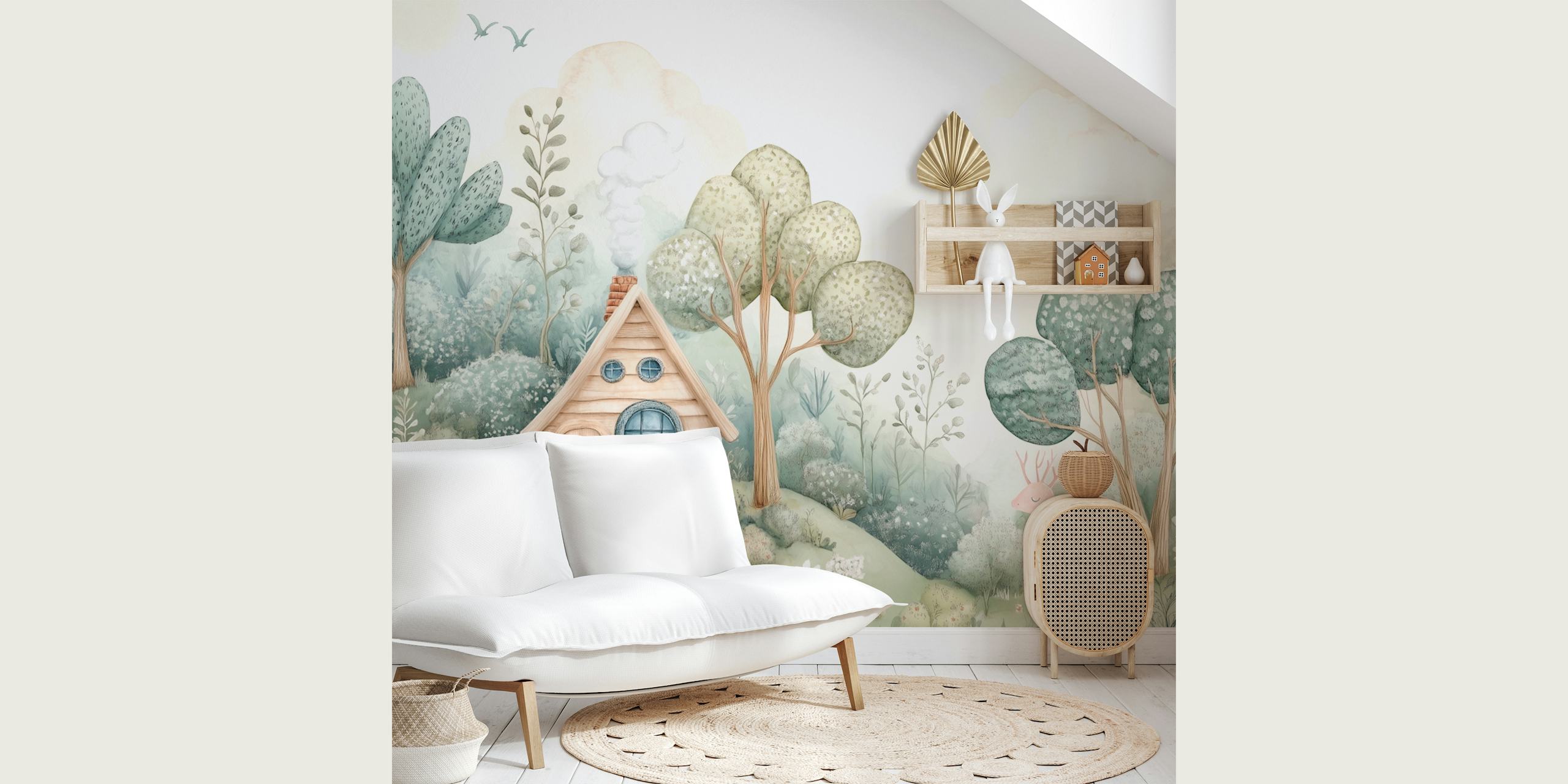 Dreamy Forest Cabin tapet i et rom